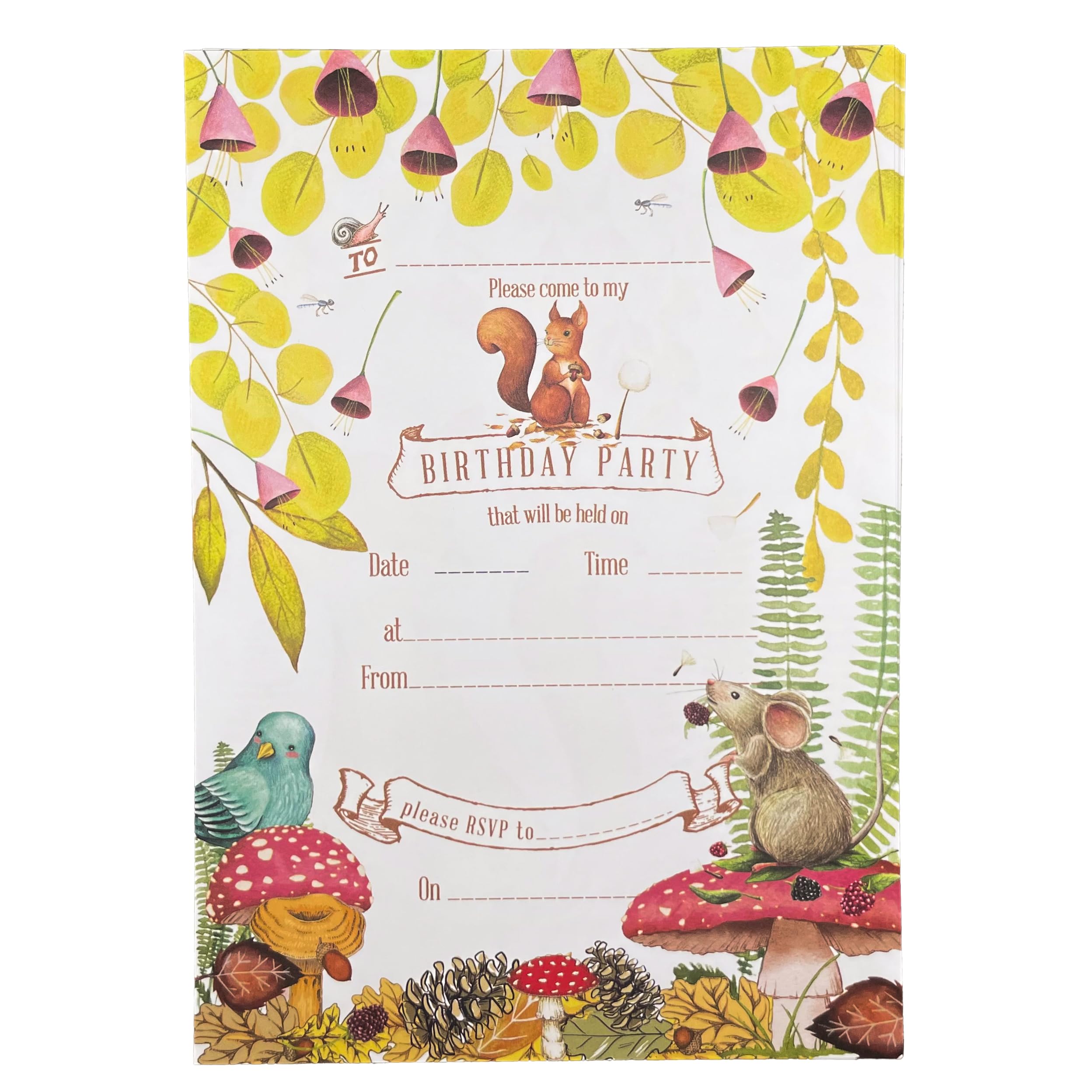 M & G Mustard & Gray Childrens Party Invitations (x24 Invites Only, Nature), Brown - Image 4