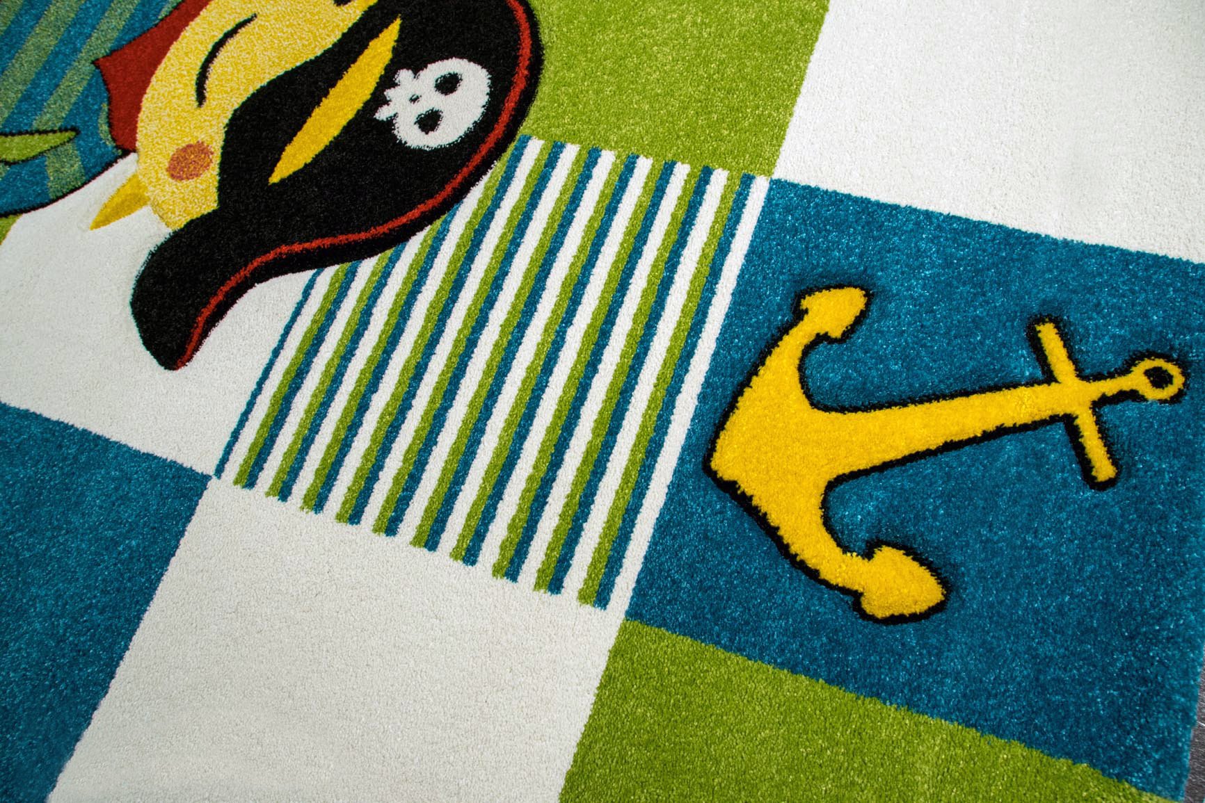 CARPETIA Kinderteppich Kinderzimmerteppich Pirat TÜRKIS BLAU Creme Größe 160x230 cm