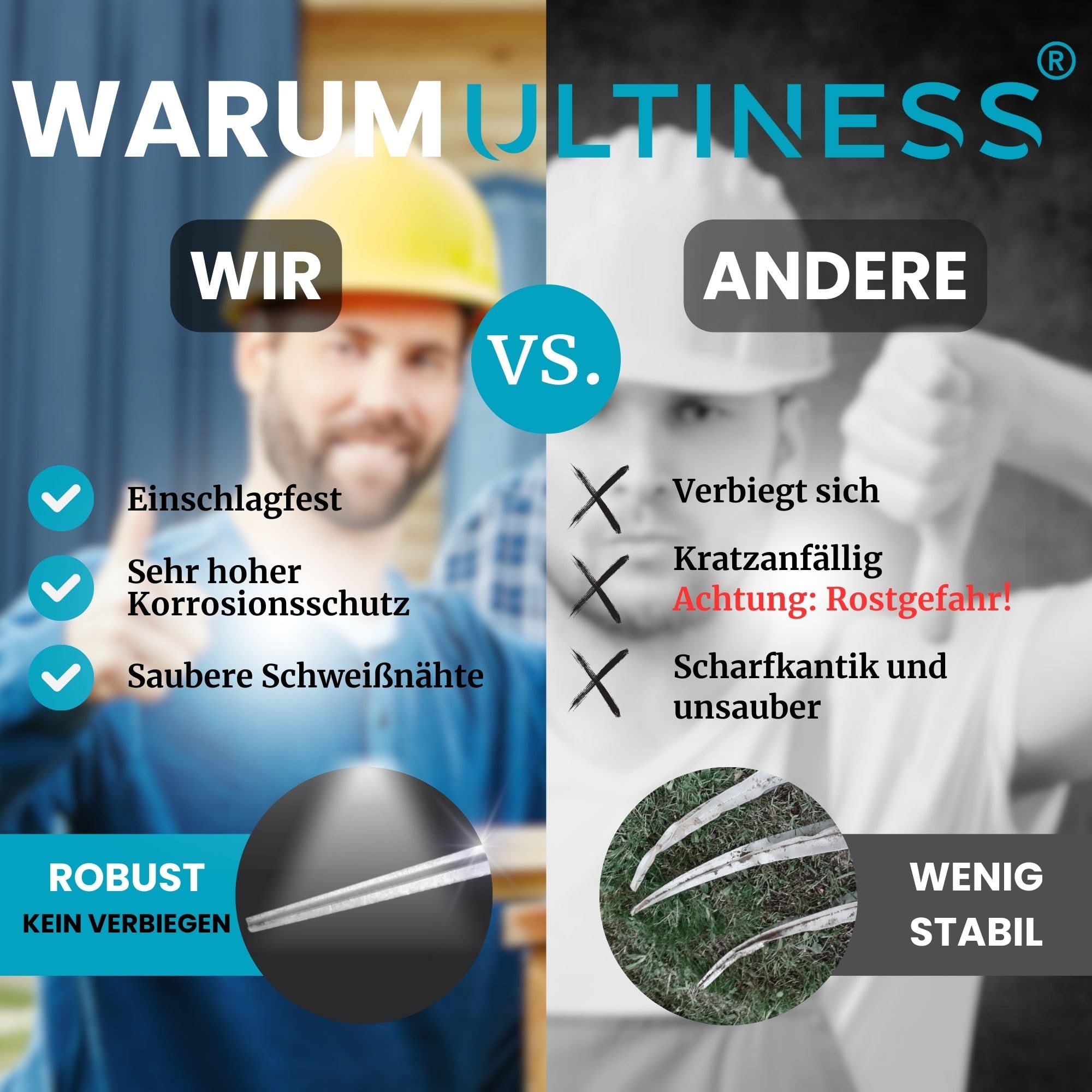 Pfostenträger für Holzpfosten Einschlaghülse, 2 St. 71 x 71/750 mm | 70x70/90x90 wetterfeste Bodenhülse aus Stahl Feuerverzinkt, Stabile Pfostenanker, Einschlagbodenhülse, Erdspieß, Balkenschuh