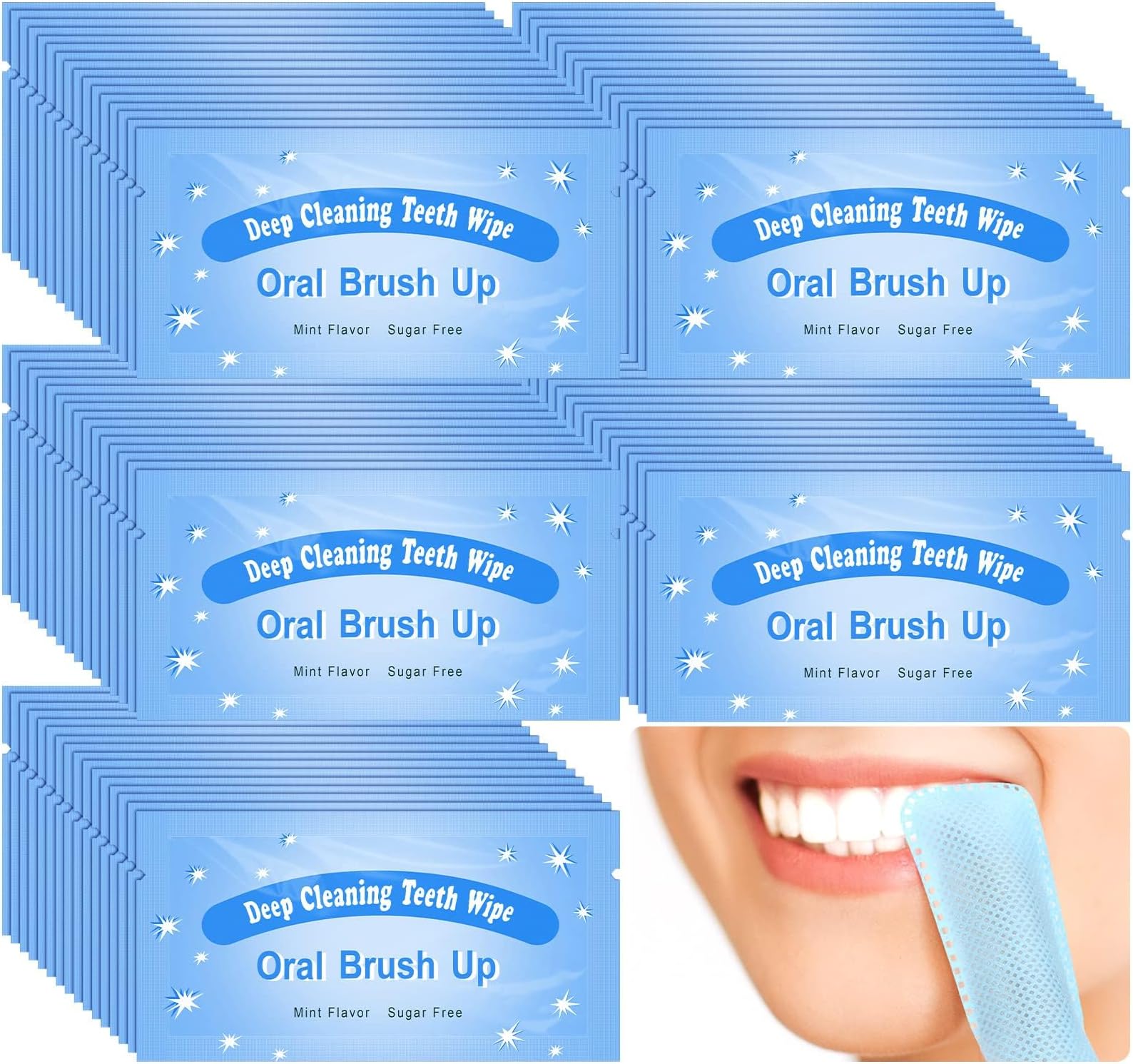 Teeth Cleaning Tablets, Disposable Finger Brush Wipes, Textured Surface Deep Cleaning Oral Wipes for Adults Mouth (100 Pcs)