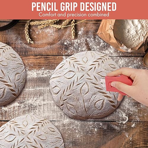 Miniatura 4 de MEKER Pan Lame, herramienta magnética extraíble para hornear y hacer pan de masa madre, incluye folleto de patrones de puntuación y 10 cuchillas de