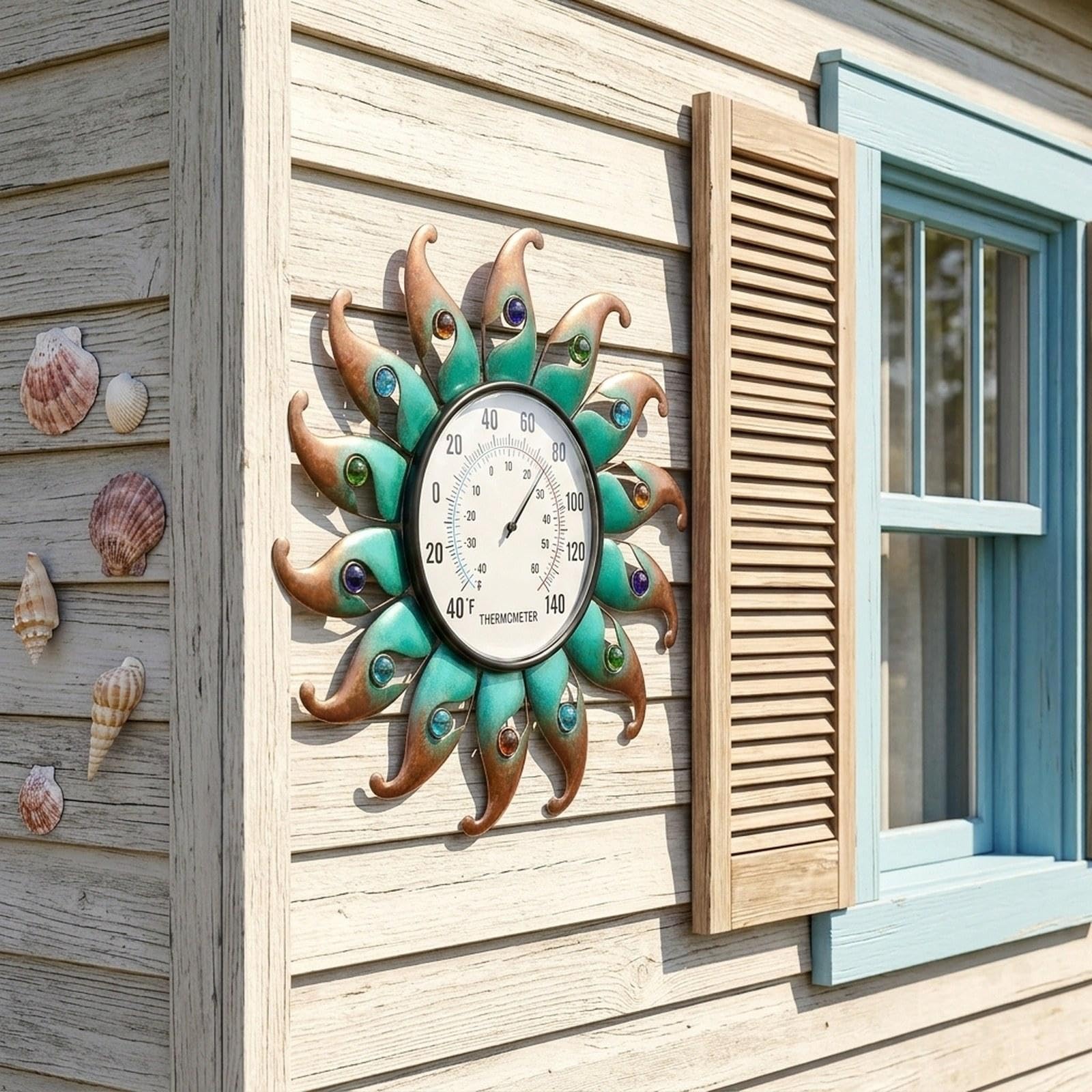 Termometro da Interno Ed Esterno, Termometro da Parete, Decorazione Unica per Giardino E Terrazzo, Verde