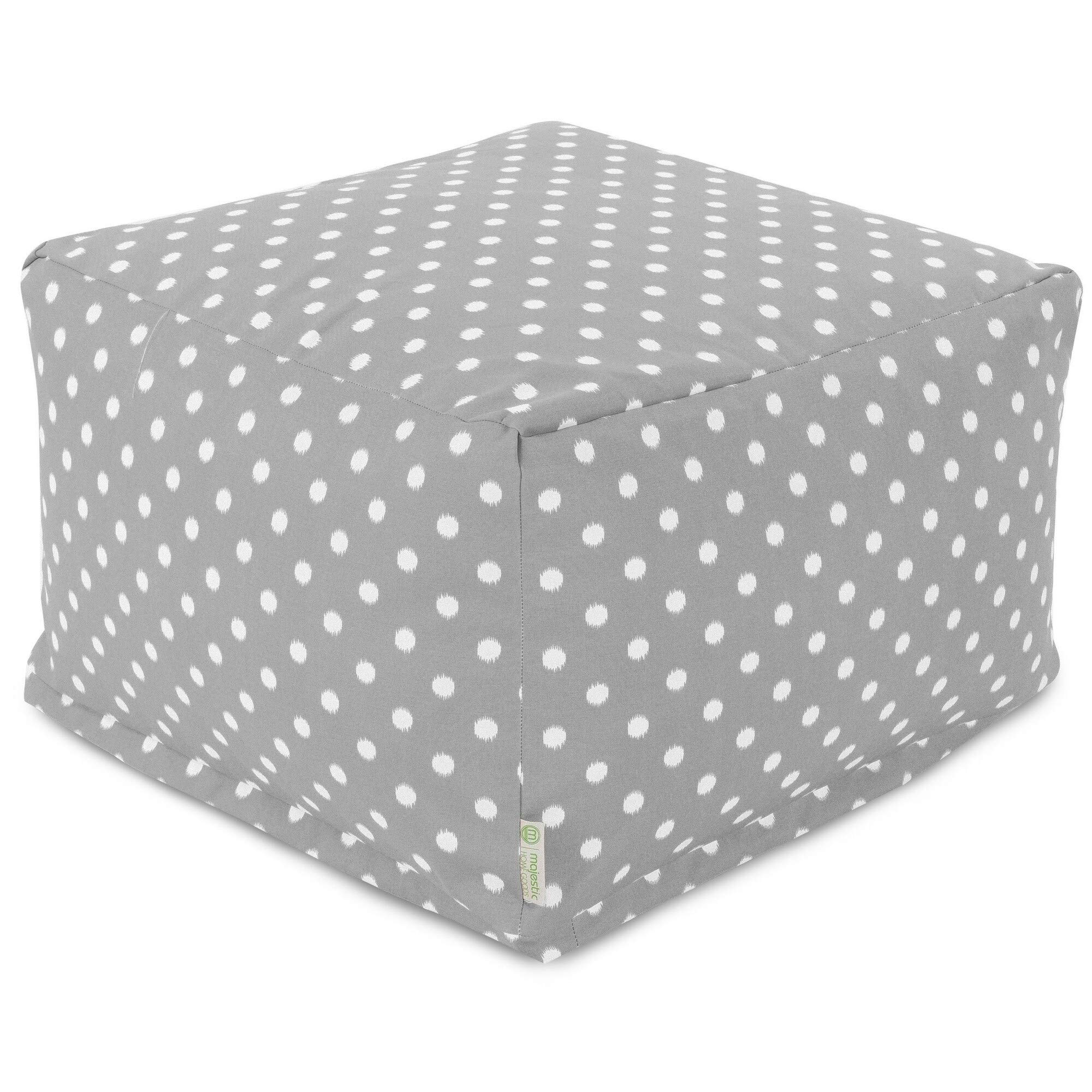 Majestic Home Goods Ikat Dot Ottoman, Large, Gray