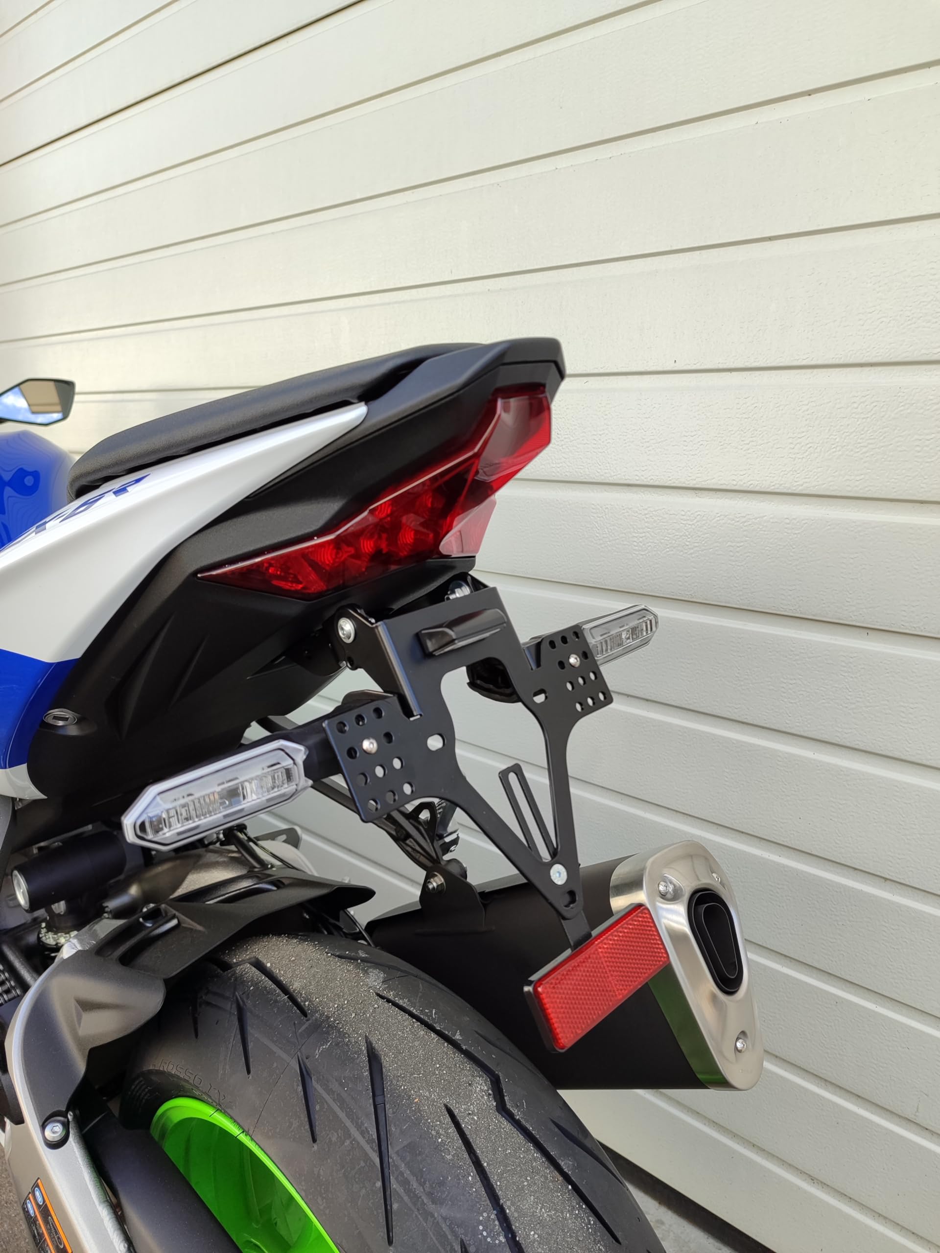 kurzer Kennzeichenhalter für Kawasaki ZX-6 R 636 ab2024 Kennzeichenträger EVO Set ZX6 Kawa Heckumbau auch für original Blinker zx6rr anniverary GroFaTec kurzes Heck Tail Tidy zx-6