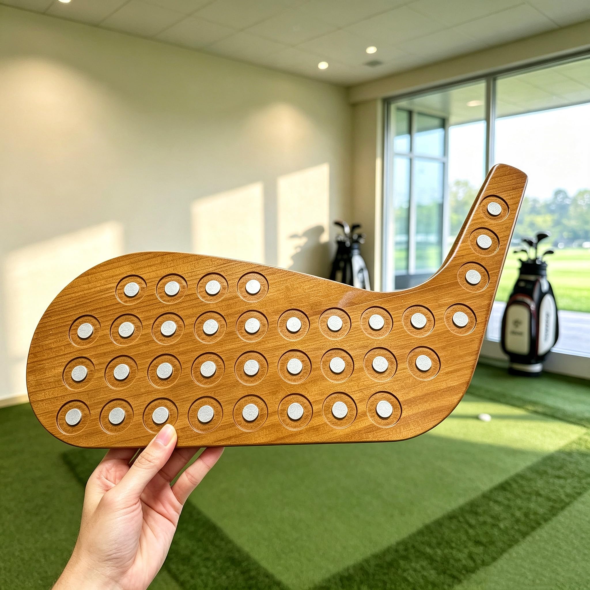 Magnetischer Golfballmarker, Golfballmarker, Golfballmarker, Golfballmarker, Halterung aus Holz für 34 Marker
