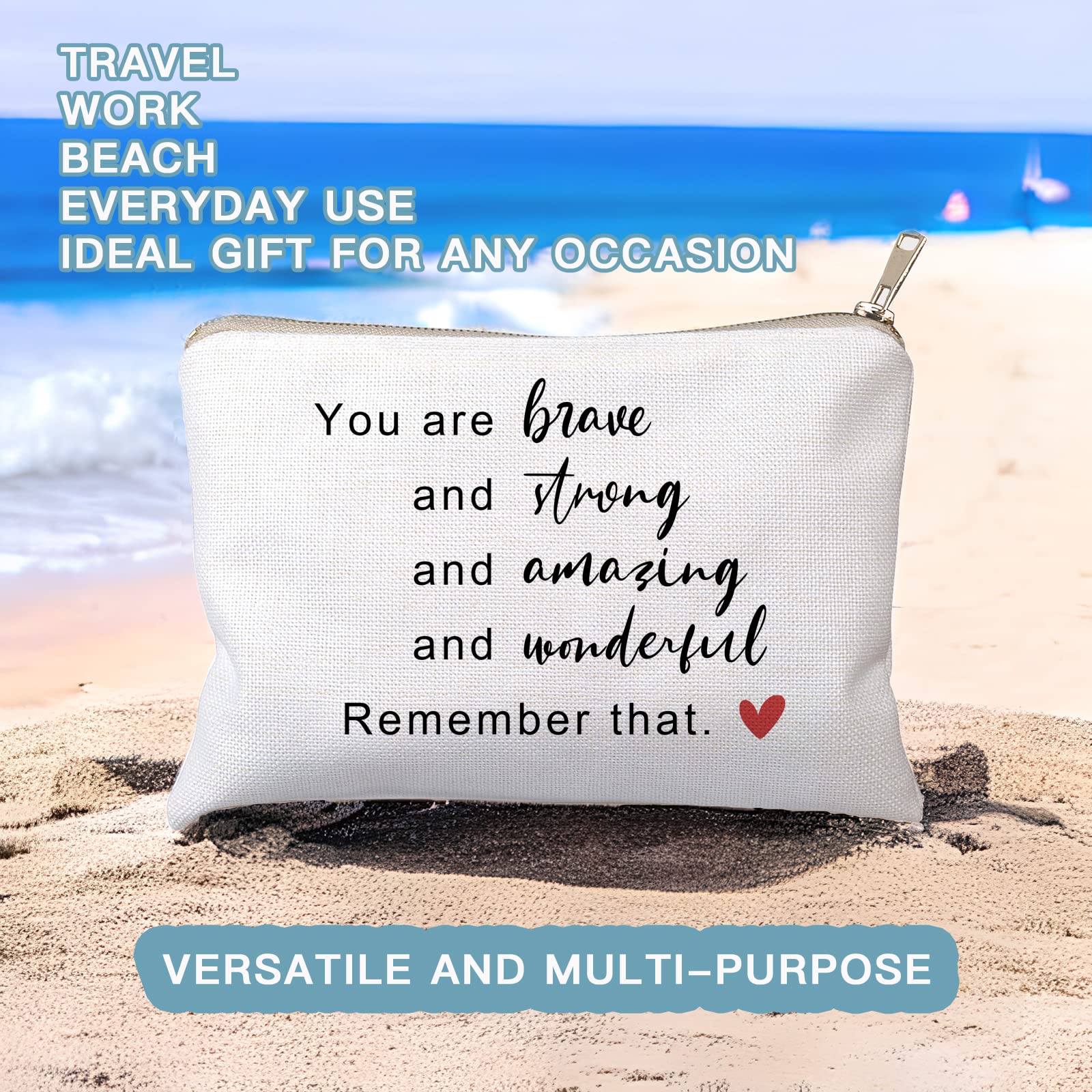You Are Strong Brave Amazing Reminder Gift Makeup Bag Affirmation Gifts Positive Thoughtful Gifts Inspirational Gift for Daughter Travel Bag Graduation Gifts