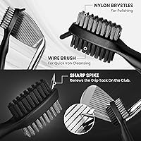 Vista 2 de Kit de limpieza para palos de golf: incluye una herramienta limpiadora de ranuras con cepillo limpiador de palos de golf, toalla y spray limpiador