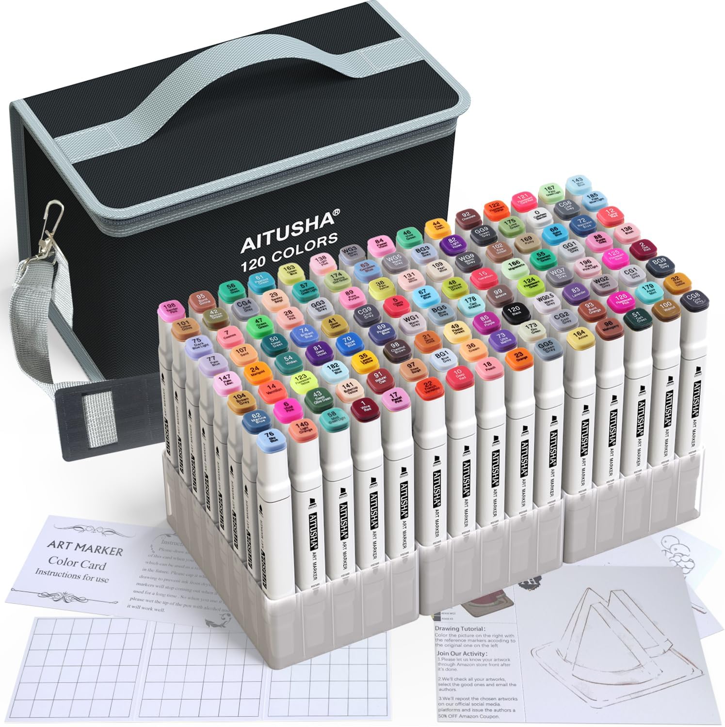 Caliart 121 Colors Alcohol Based Markers, 24 Jamaica