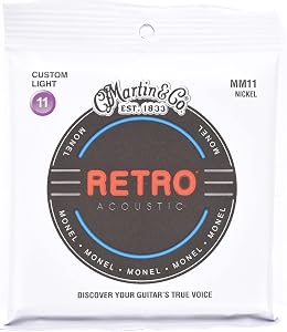 Martin Retro Acoustic Guitar Strings - .011-.052 Custom Light (MM11)