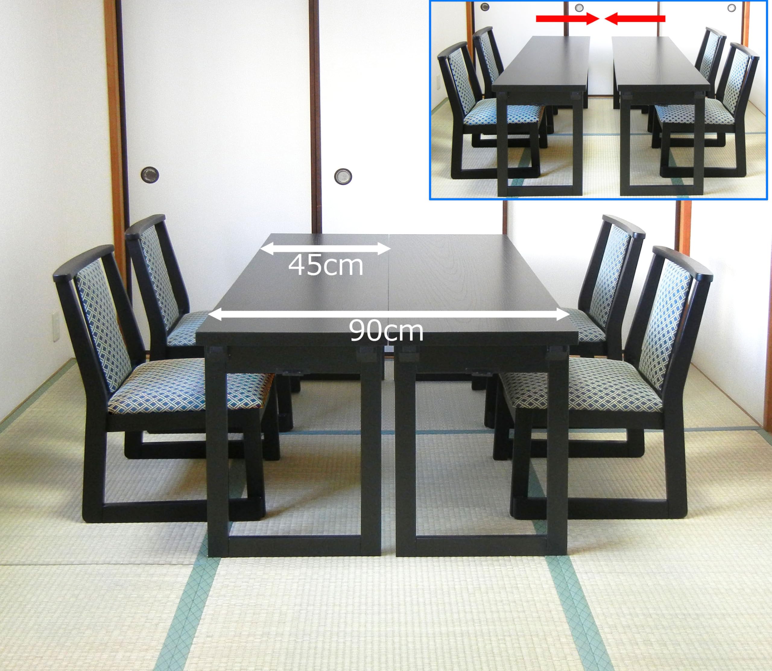 Amazon｜NEW和室用テーブル6点セット テーブル(幅150x奥行45x高さ60cm