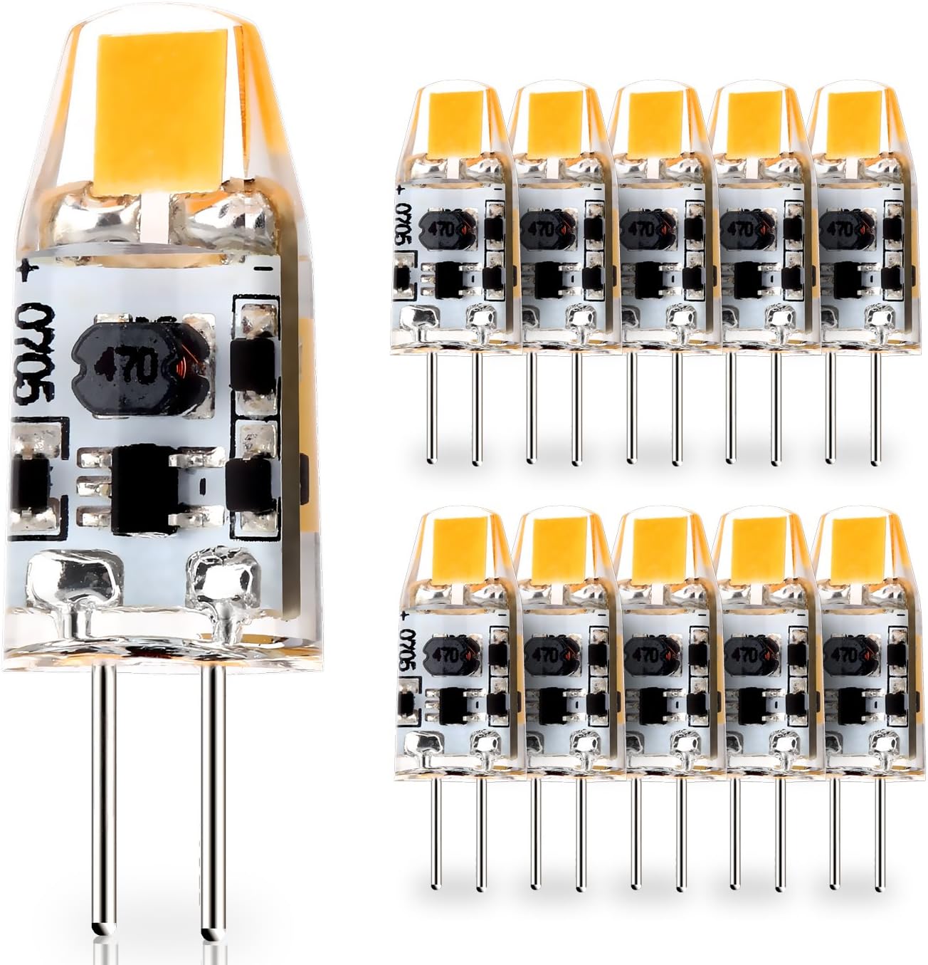10Pack G4 Base 1W LED Bulbs, 12V24V AC / 10V30V DC (RV, Vehicles
