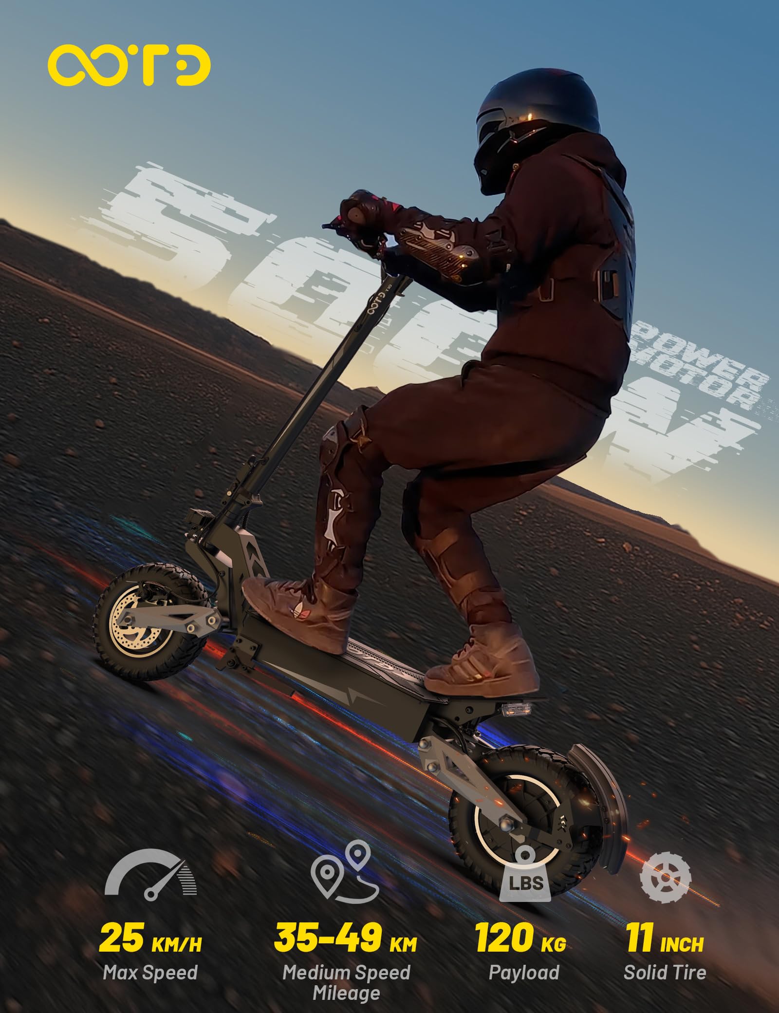 OOTD T10 Trottinette Electrique Adulte, Trotinette Electrique Pliable Max du Moteur 900W et Batterie 648Wh Autonomie 30-49km, 11 Pouces Tout Terrain Electric Scooter Double Suspension & Écran LCD