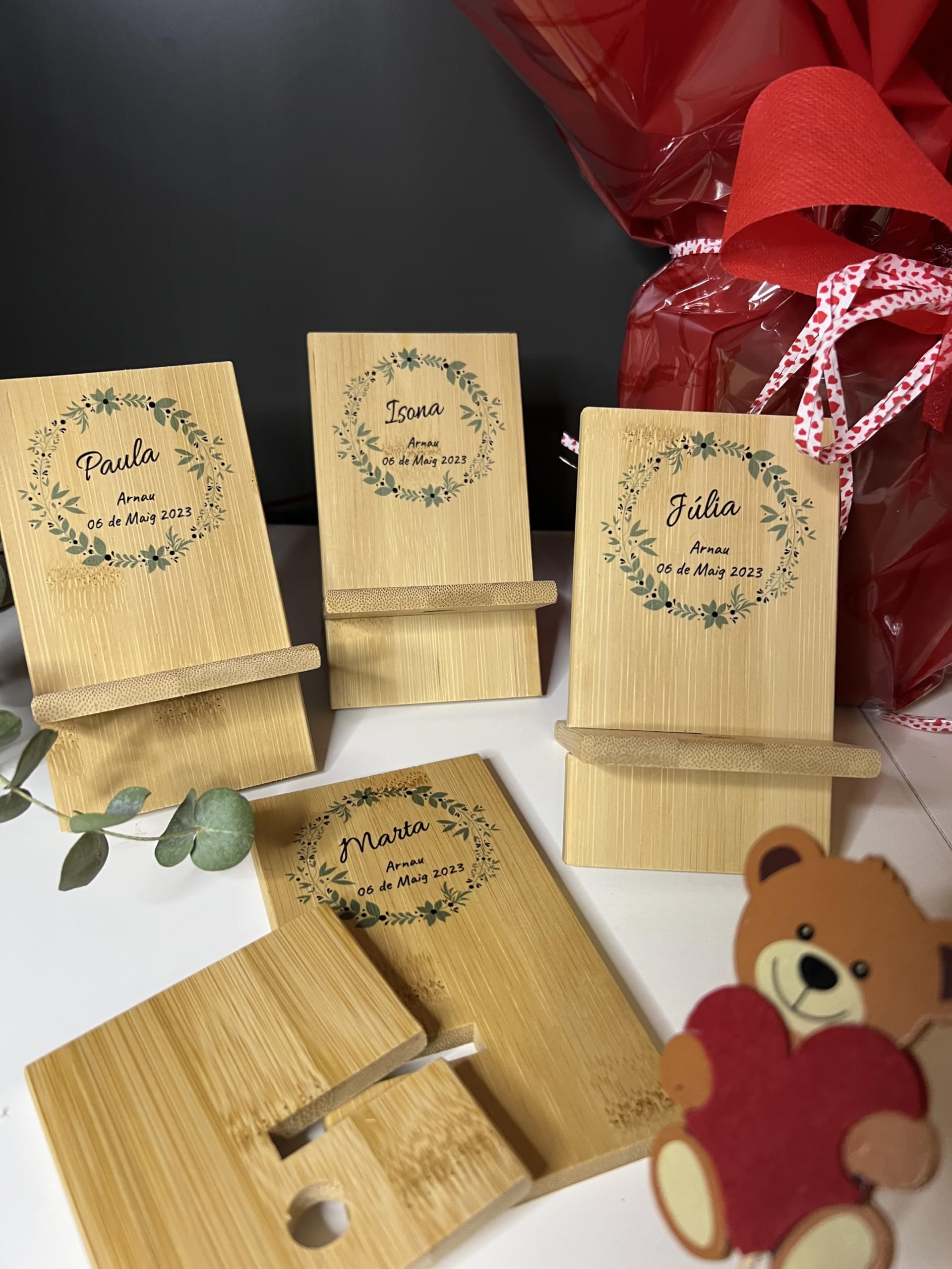 Uvimark | 10 Soportes Móvil de Mesa Personalizados | Detalles Boda | Detalles Bautizo | Detalles Comunión | Soporte Smartphone Universal