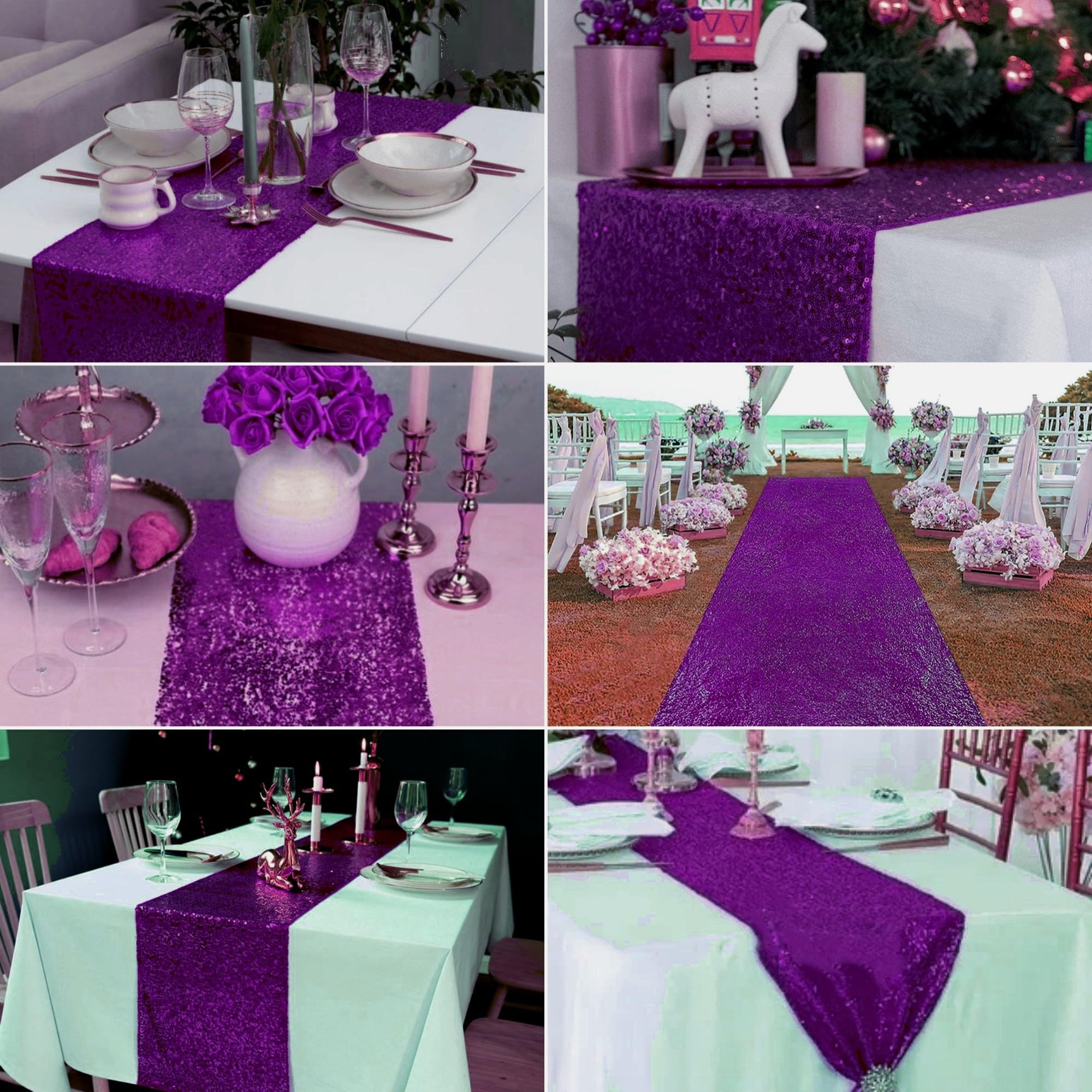 Confezione da 15 runner da tavola con paillettes metallizzate scintillanti, runner da tavola per matrimoni, fidanzamenti, feste di compleanno, feste di fidanzamento, cene, baby shower, decorazioni