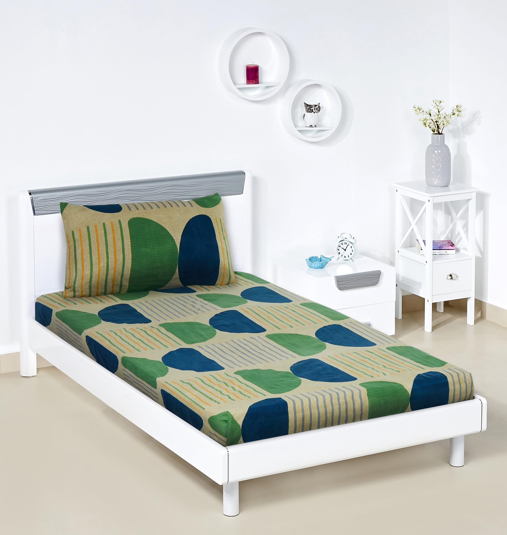 Amazon Brand - Solimo Graphic Glaze Single Bedsheet with 1 Pillow Cover - 120 GSM-Multi_Ewsbs70, 144 Tc, Polyester (B0CCD88WC7) Amazon Price History, Amazon Price Tracker