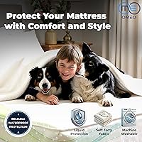 Vista 3 de OMEO Protector de colchón impermeable tamaño King, transpirable, suave, lavable a máquina, funda de colchón de algodón para cama