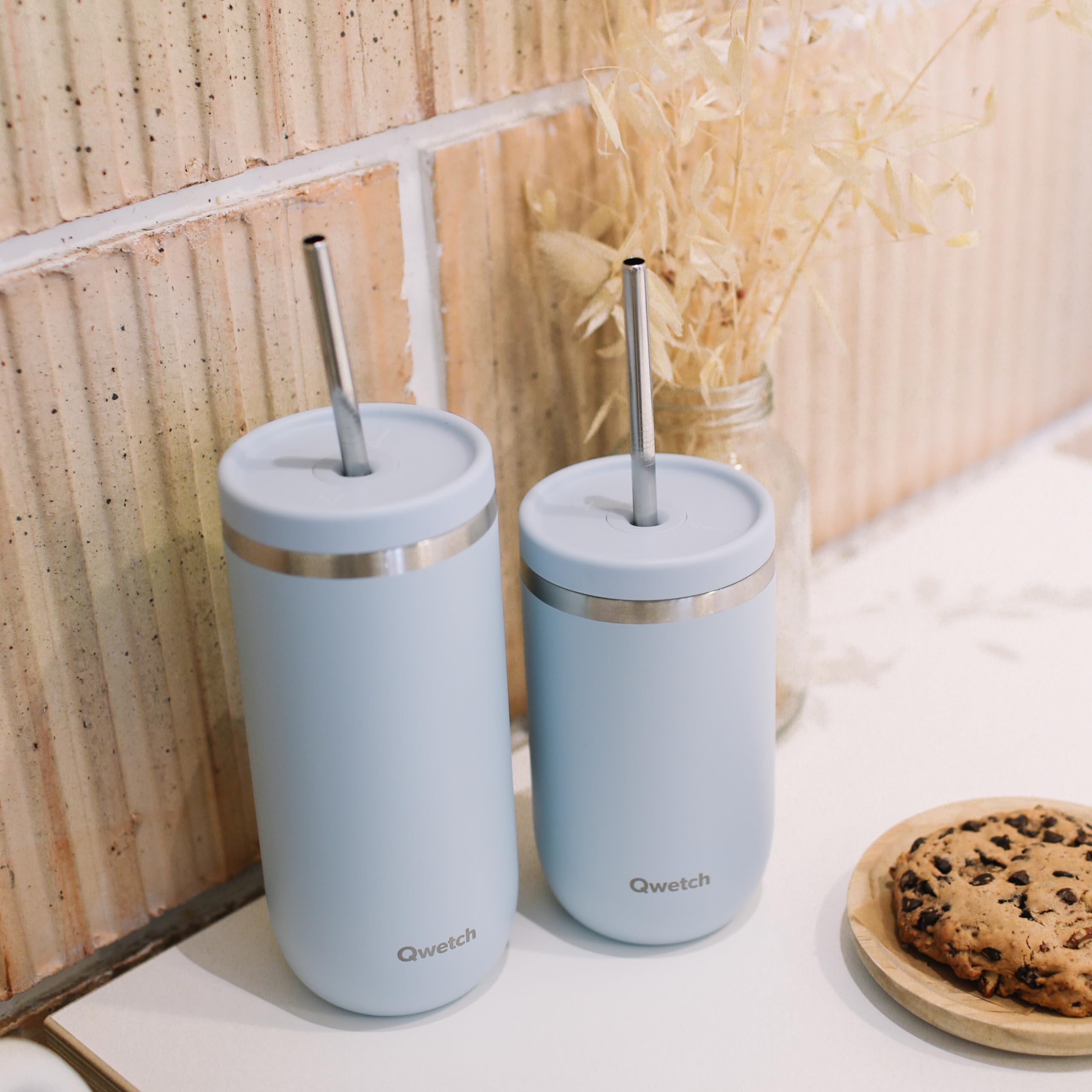 Tazza Termica 1200ml Con Cannuccia | Acciaio Inox 18/8 | Doppia Parete | A Prova Di Perdite | Manico | Per Caffè, Acqua, Tè