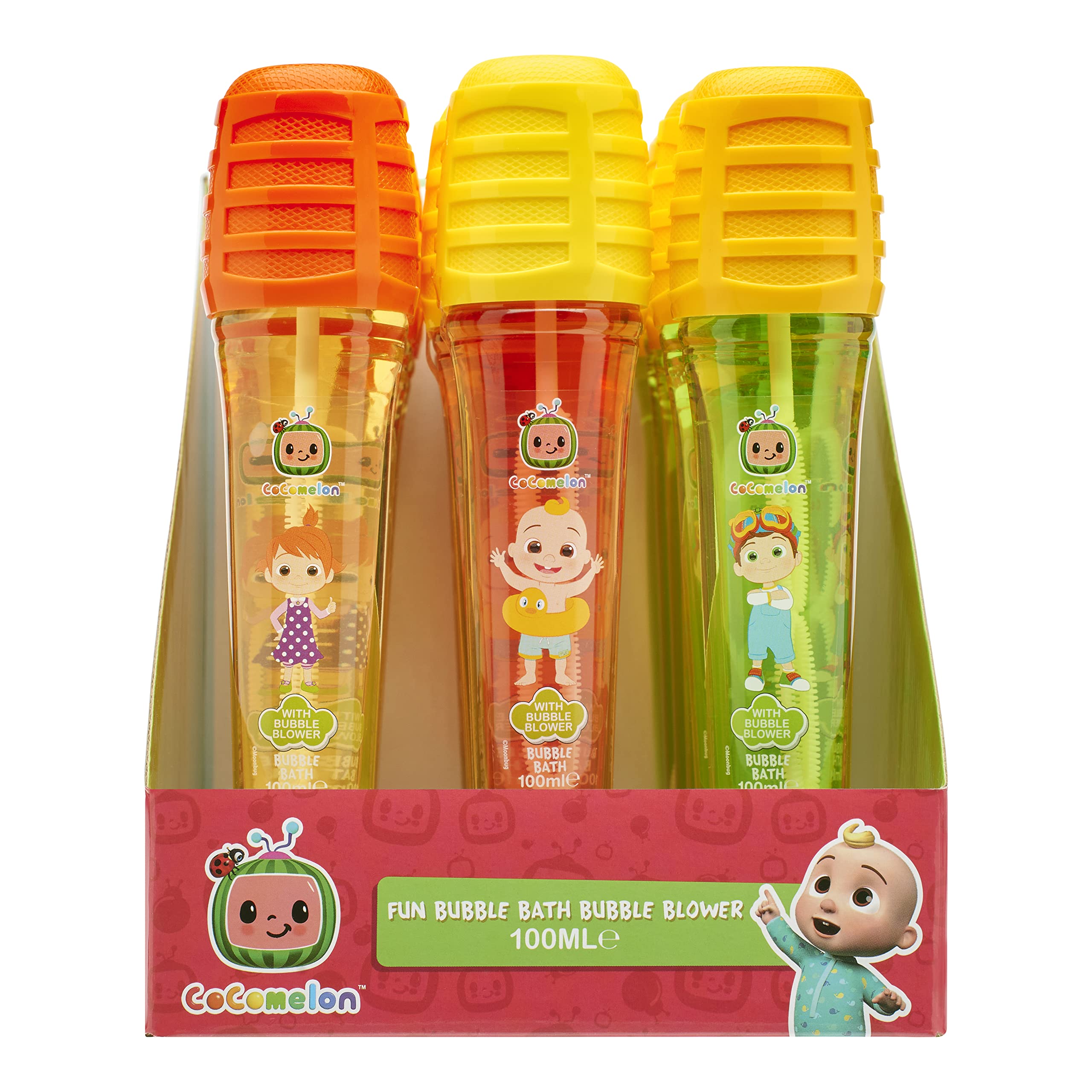 3 x 100ml Microphone Bubble Bath Blower - Pack of 3 Assorted Colours per Pack - 9 Individual Units in Total