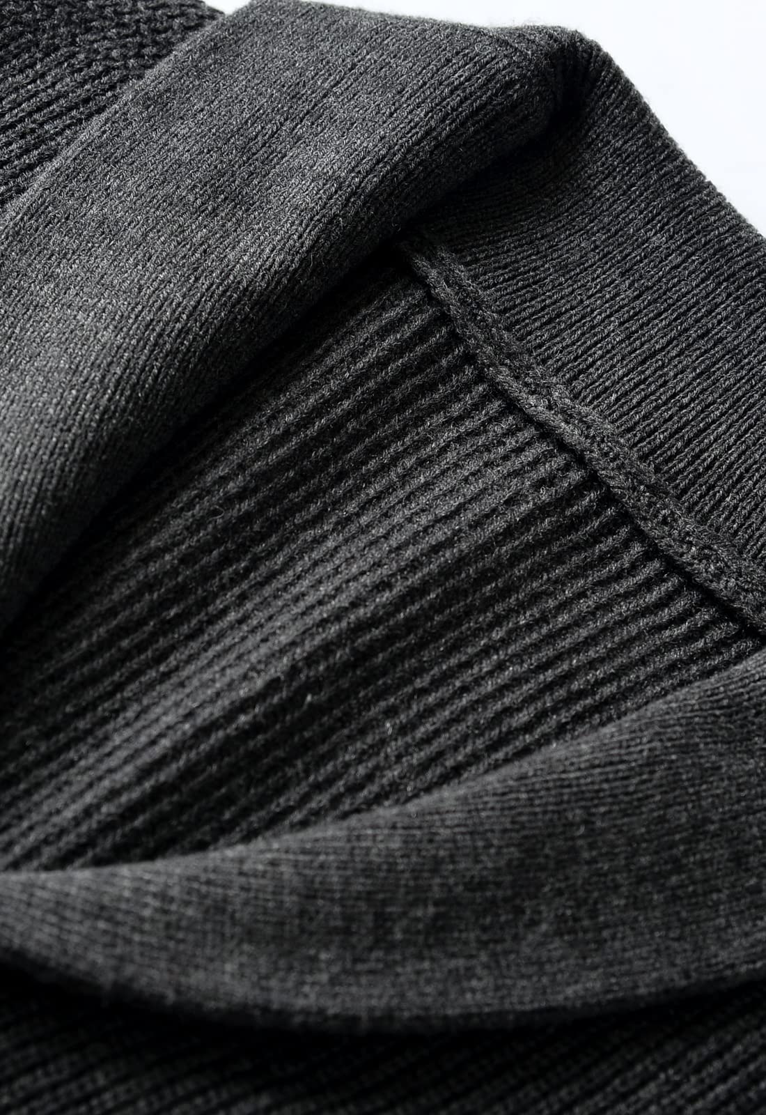 ZHILI Herren Cardigan Schal Kragen Wired Solid Pattern Knopf Vordertasche