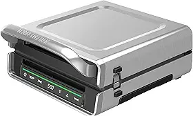 George Foreman Tamanho da família (4-6 porções), GRD6090B Seleção digital inteligente sem fumaça, aço inoxidável