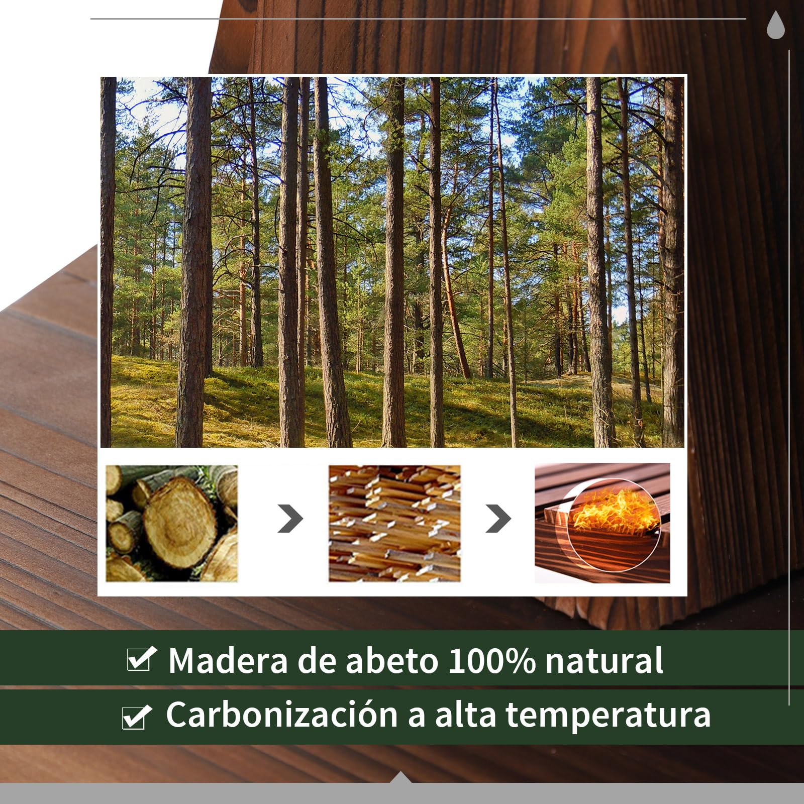Outsunny Fuente de Agua de Madera Fuente de Jardín en Cascada de 2 Niveles con Bomba Eléctrica y Salida de Agua Ajustable para Decoración Patio Terraza 44,5x44,5x58,5 cm Natural
