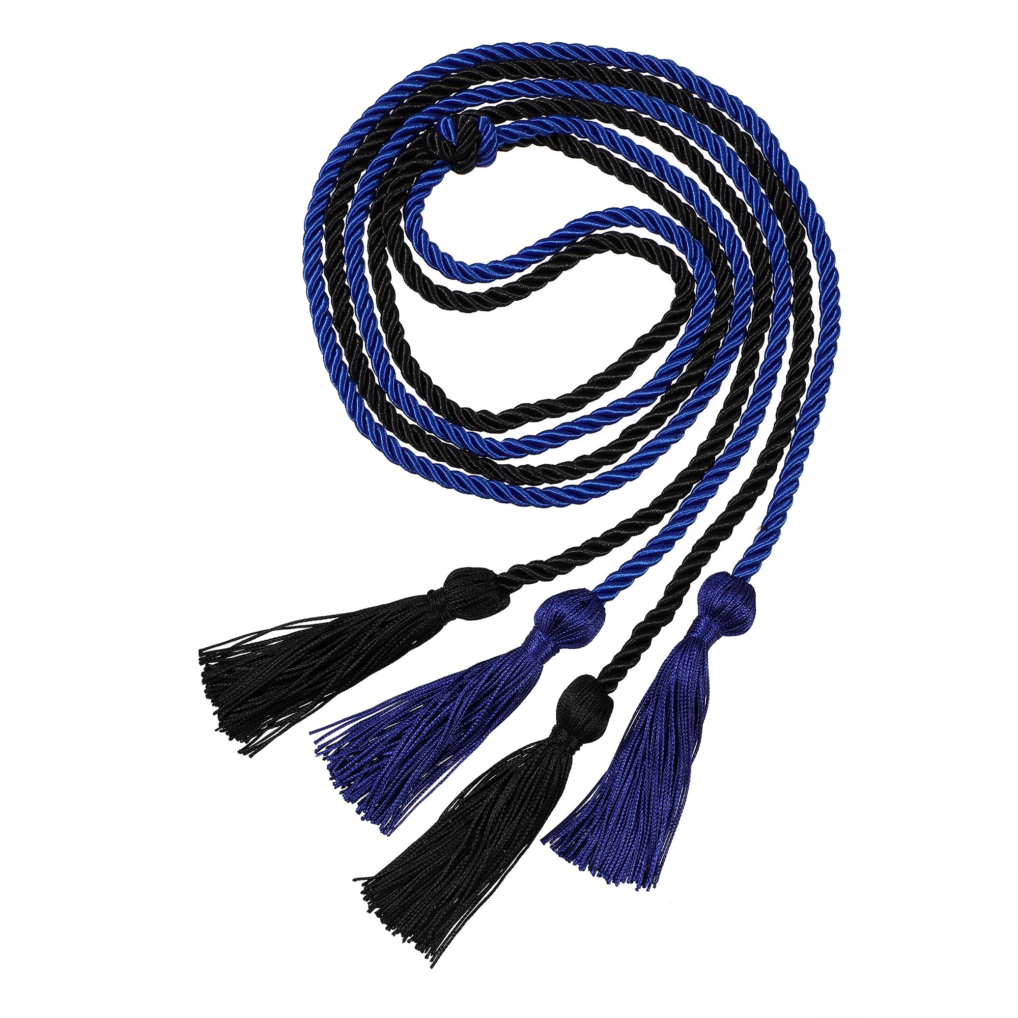 Graduation Double Honor Cords with Tassel, 68" (Royal Blue+Black)