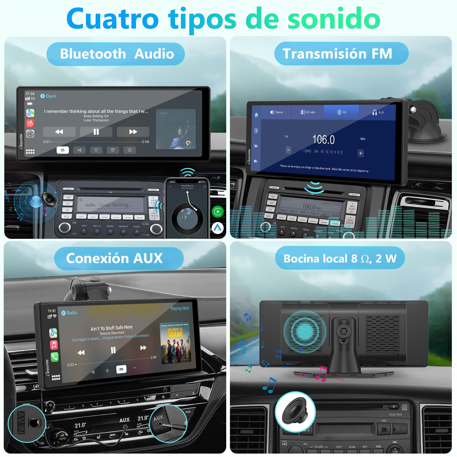 Carpuride V92 - Estéreo portátil para Coche, inalámbrico Carplay y Android Auto, 10,26 Pulgadas 1080P HD Pantalla táctil Radio con BT 5.0, Soporte de Enlace de Espejo para camión RV Dash Mount