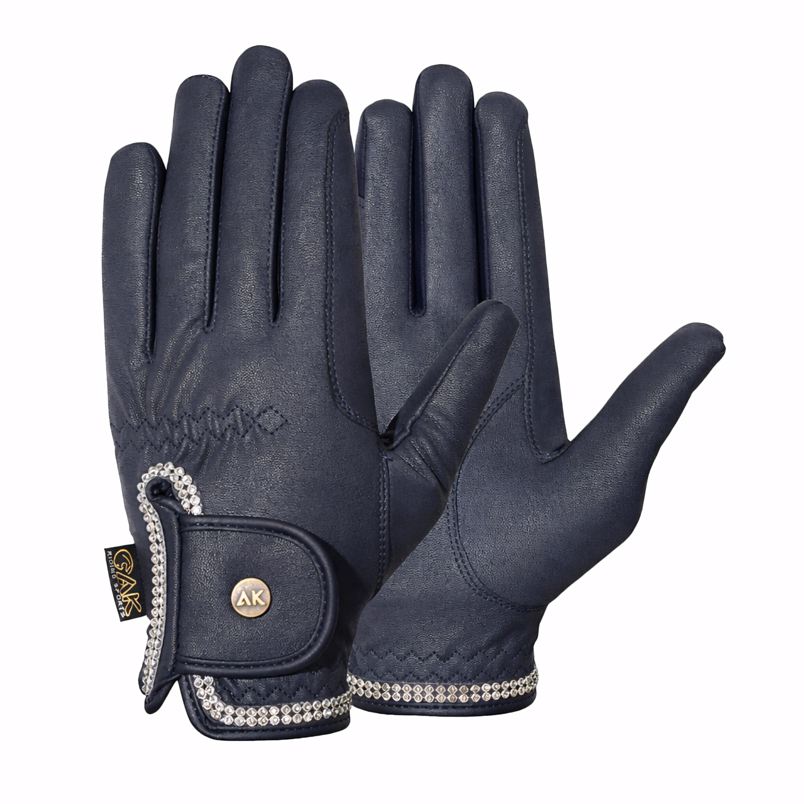 AK Horse Riding Gloves for Competition & Dressing with Crystal Diamante AKRS-6366