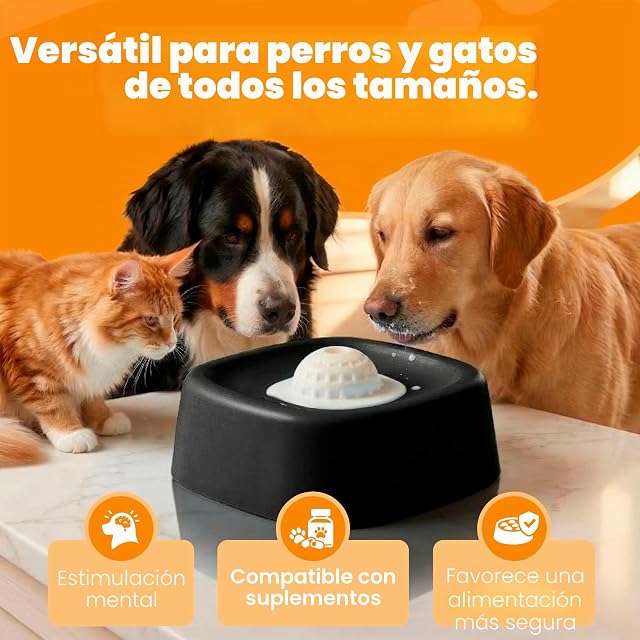 Foto 5 de 7 de Comedero lento antiderrames para perros con bola de bloqueo de seguridad, base pesada antideslizante