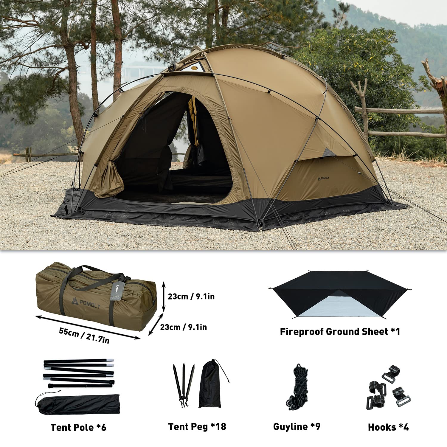 Dome X4 | Freestanding Dome Hot Tent | POMOLY (with a Fireproof Ground  Sheet) : Amazon.co.uk: Sports u0026 Outdoors