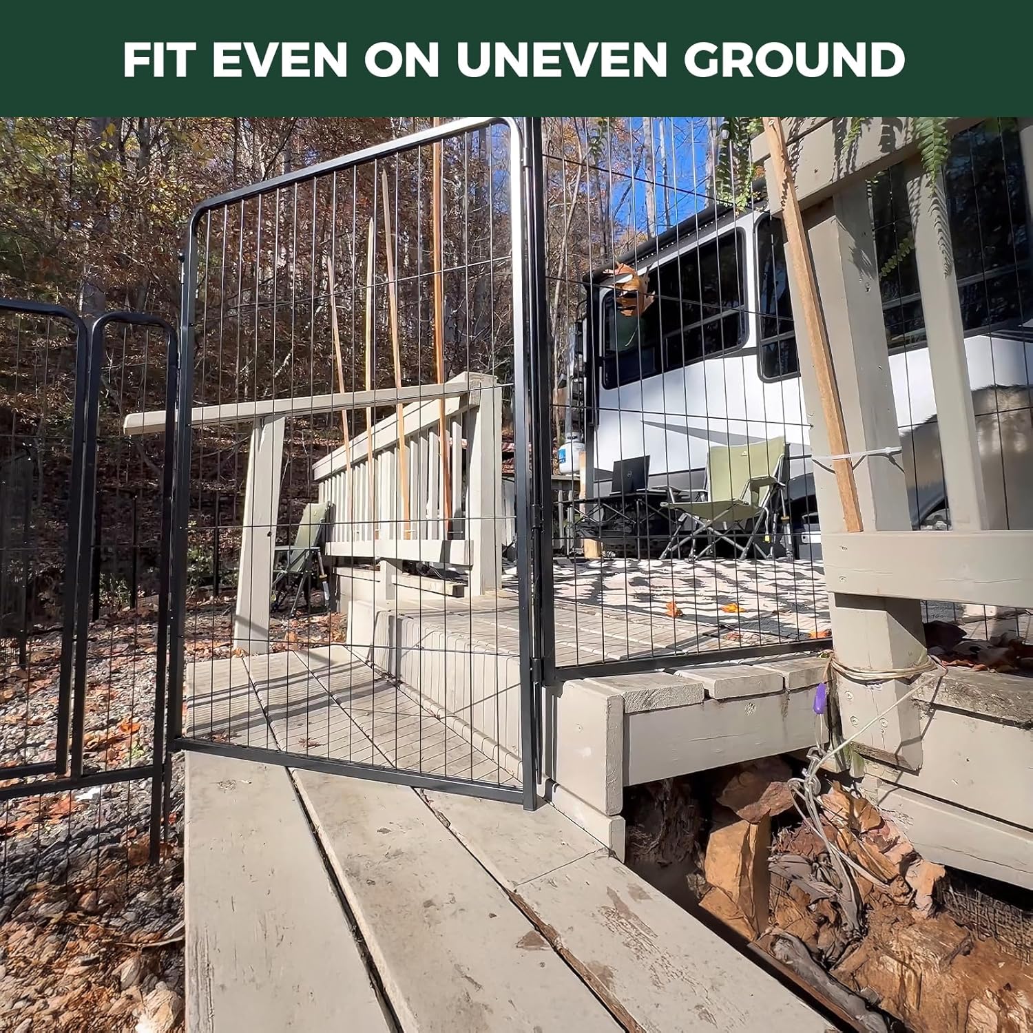 FXW Instant Unleashed Dog Playpen, Portable Pet Fence for Outdoor, RV Trips, and Camping, 40 inch, 48 Panels for Medium and Large Dogs with RV Step Grid│Patented