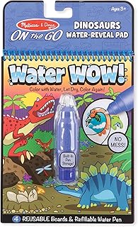 Melissa & Doug On The Go Water Wow! Reusable Water-Reveal Activity Pad – Dinosaurs | Water Reveal Pads, Water Wow Dinsoaur Books, Stocking Stuffers, Arts And Crafts Toys For Kids Ages 3+