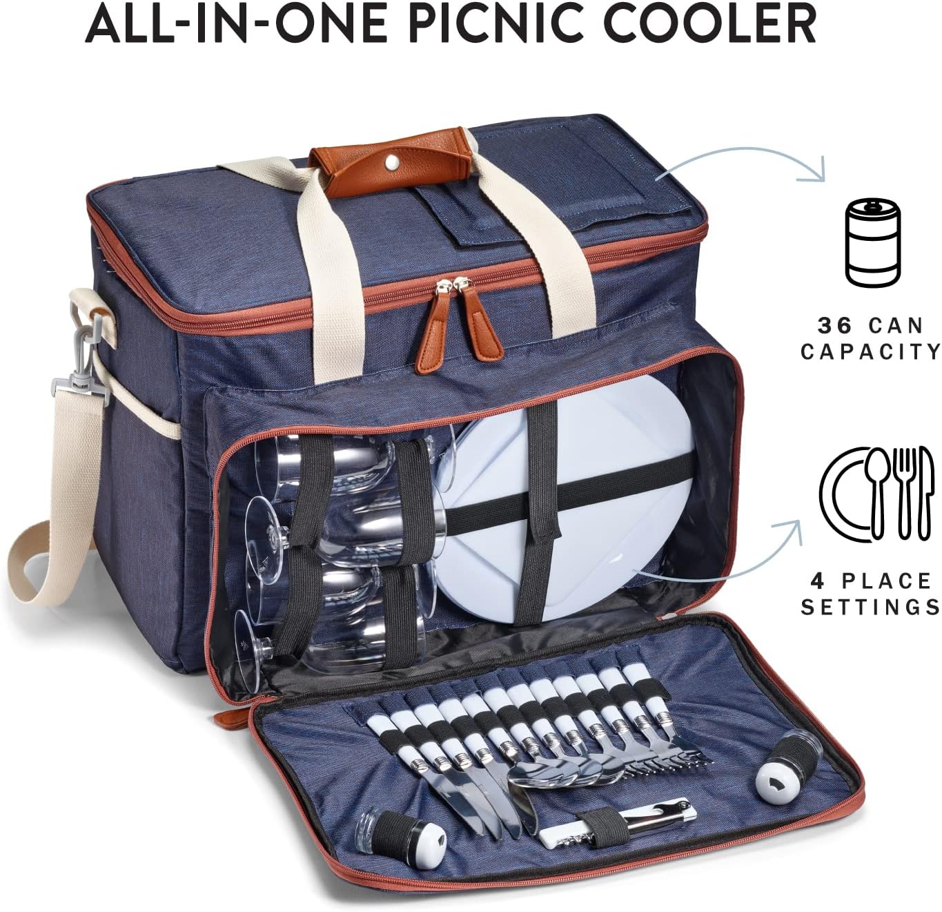 Foundry by Fit + Fresh Soft Cooler Bag Insulated Leakproof, Picnic Cooler, Bag Cooler, Insulated Cooler Bag, Travel Cooler, Camping Coolers, Portable Cooler Bag, Large Soft Sided Cooler Bag, Navy: Home & Kitchen