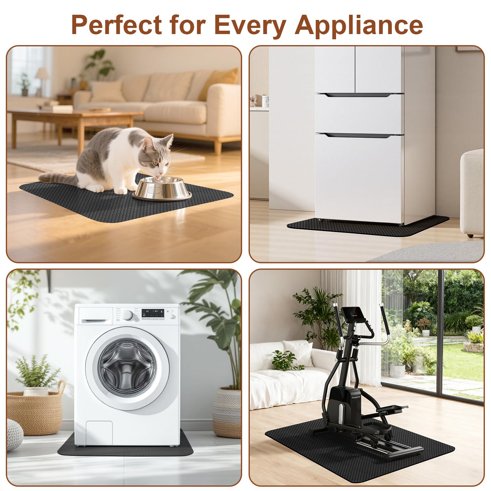 Tapis anti-vibrations pour machine à laver - 60 x 60 cm - Antidérapant en PVC - Absorbe les chocs - Imperméable et stable - Pour sèche-linge et appareils ménagers