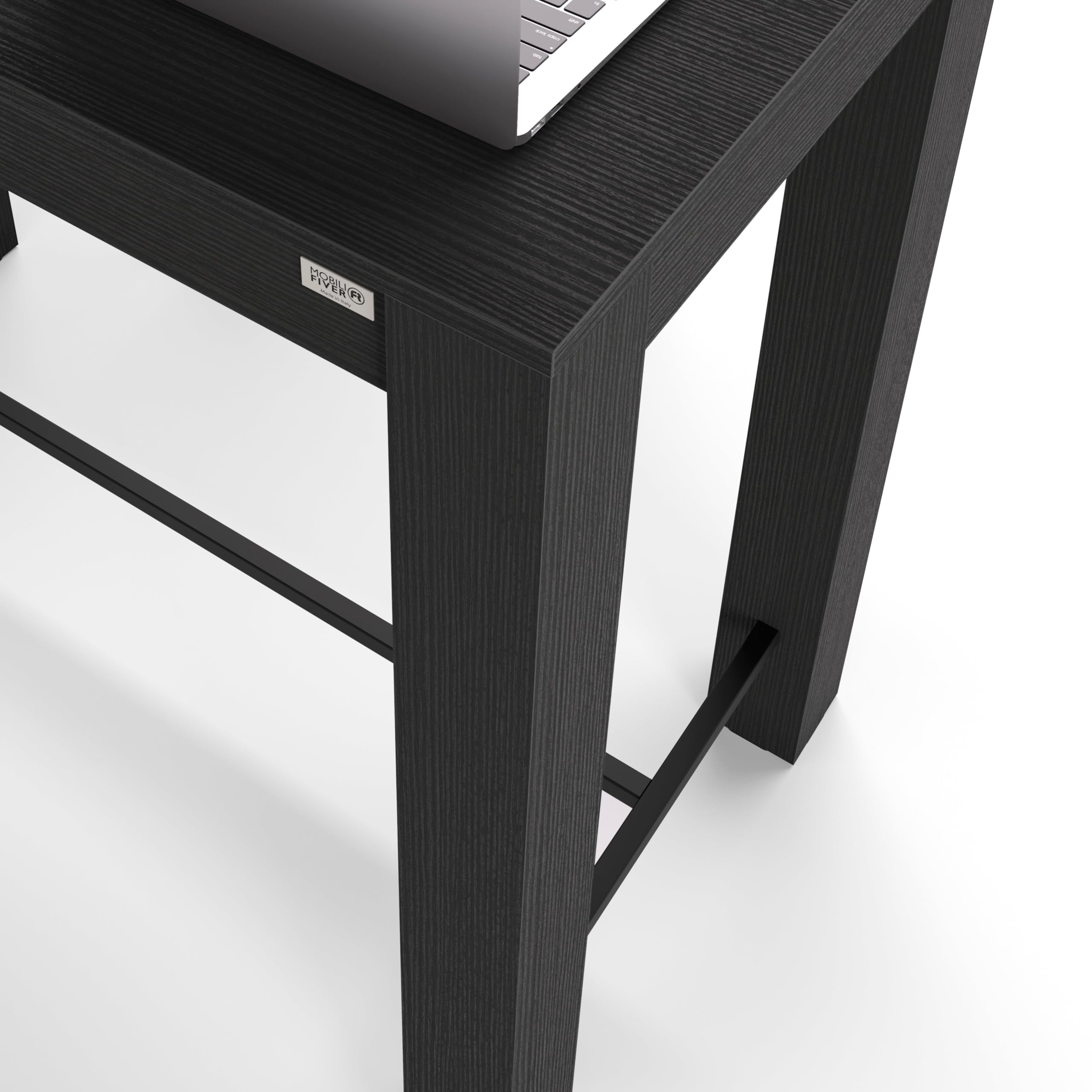 Mobili Fiver, Tavolo Alto Rachele 120x60 cm, Nero Frassino, Made in Italy