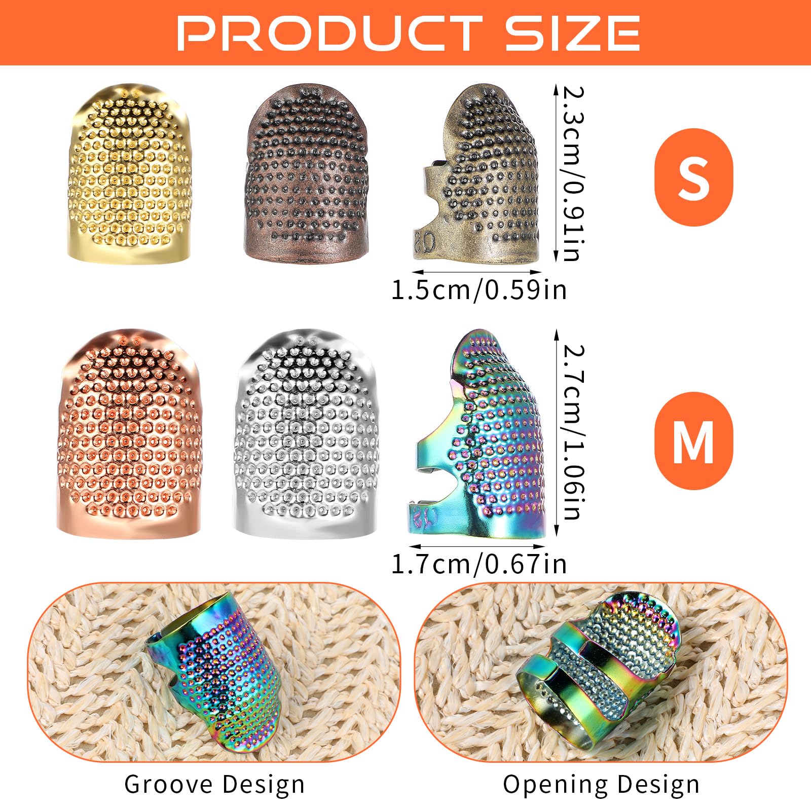 PLABBDPL 10 stuks vingerhoeden, Thimble vingerbeschermers, metalen naaien, vingerhoedje, instelbaar, accessoires, doe-het-zelf naaigereedschap voor naaien, borduren, handwerk