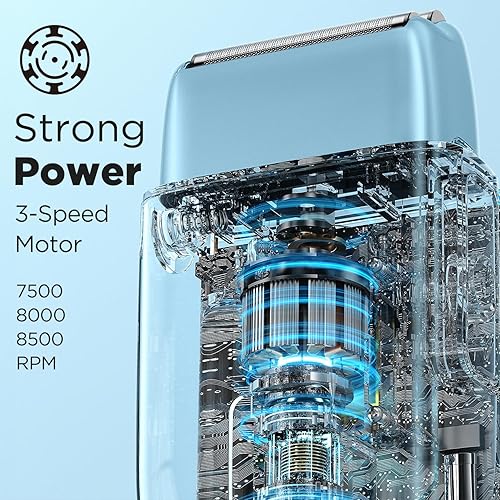 Miniatura 4 de Maquinilla de afeitar eléctrica portátil para hombres afeitadora de lámina para barbacara - Pantalla LED USB-C recargable rápida - IPX7 impermeable