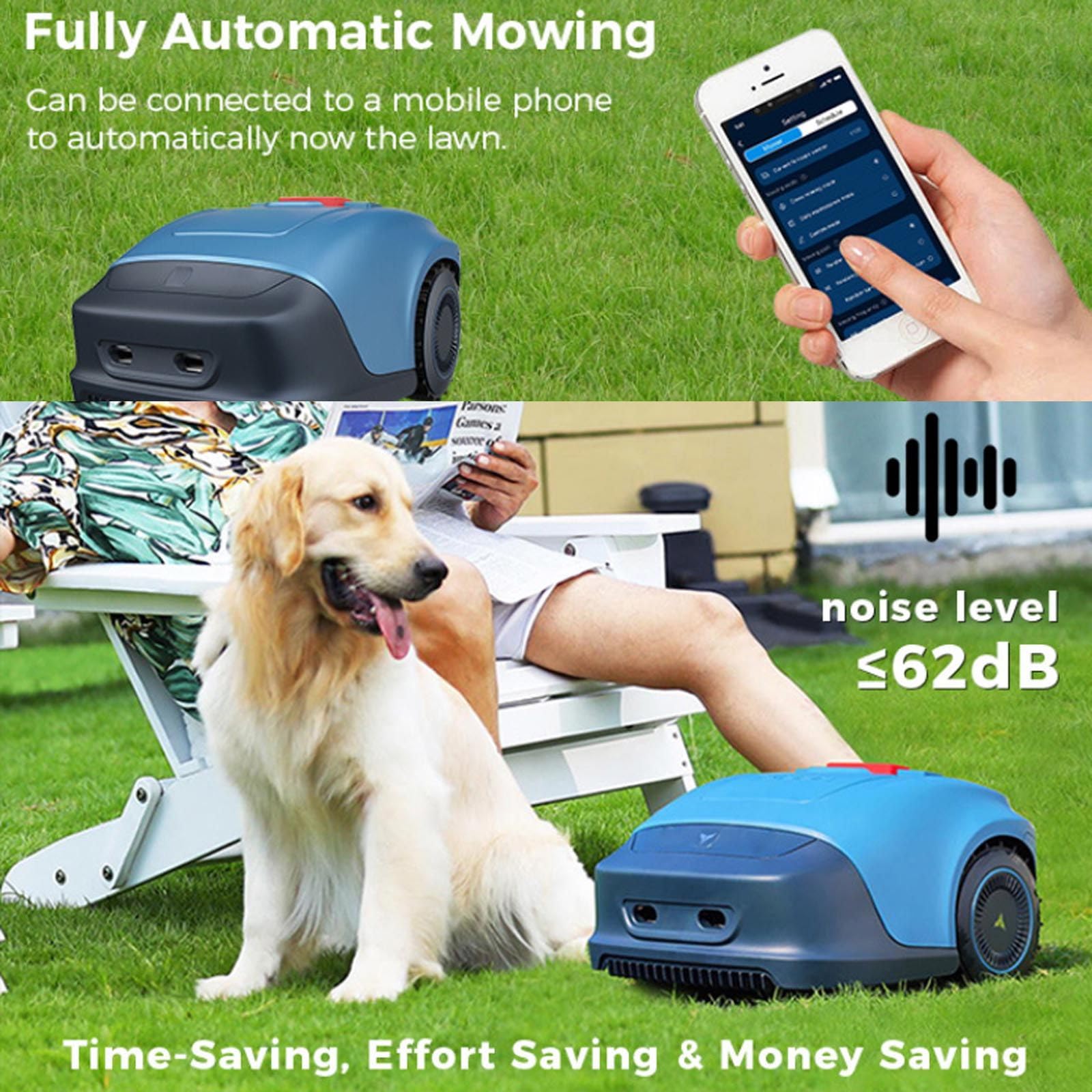Cortadora De CéSped RobóTica con Control por AplicacióN Bluetooth: áRea CéSped Aplicable:1200㎡,Ancho Corte: 7 Pulgadas,Eficiencia Trabajo:150 M2/h,para Jardines PequeñOs Y Medianos,Blue