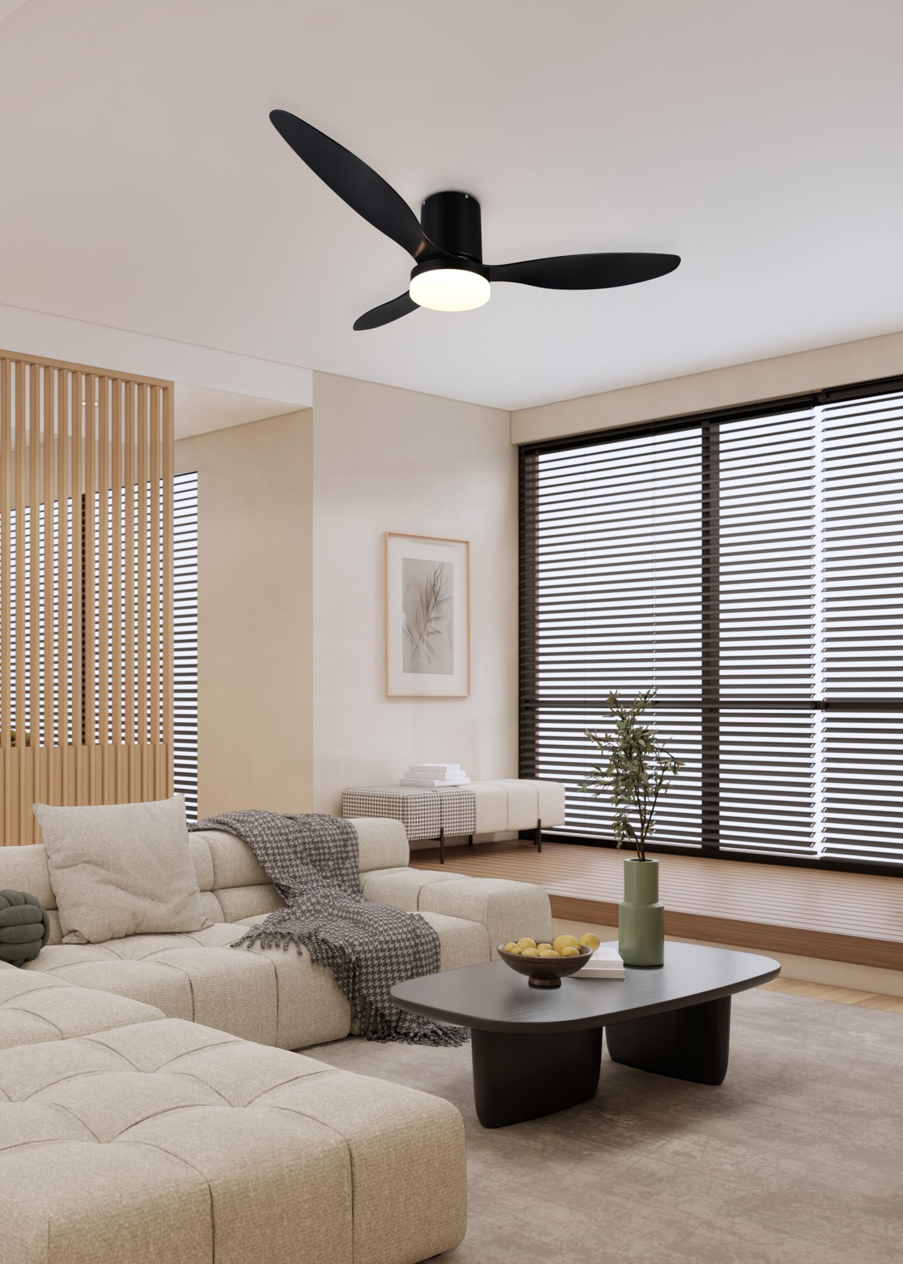Reality Leuchten wentylator sufitowy LED z oświetleniem Göteborg R64202132, tworzywo sztuczne, czarny matowy, 6 prędkości, tryb letni i zimowy, pilot zdalnego sterowania, ściemniacz, timer, światło