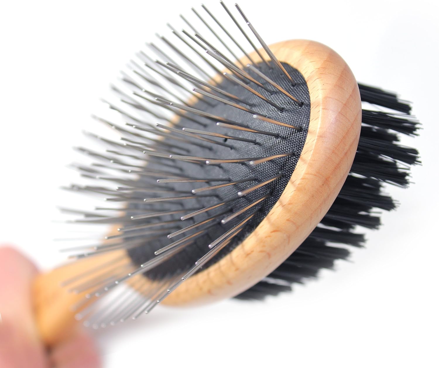Paws Pamper Pin & Bristle Brush for Dogs and Cats - Beechwood Handle