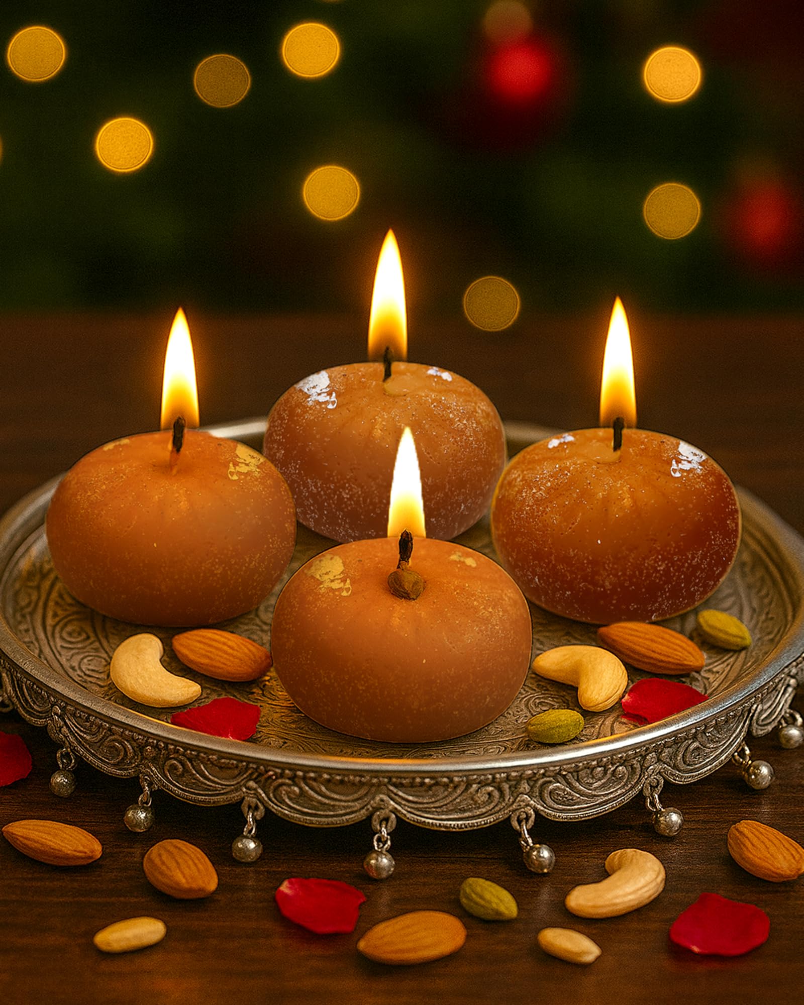 Homesake® Peda Candle, Candles, Scented Wax Candle for Home Decor Candle Light, Set of 4 | Diwali Gifts for Family and Friends | Festive Decor | Diwali Decoration for Home
