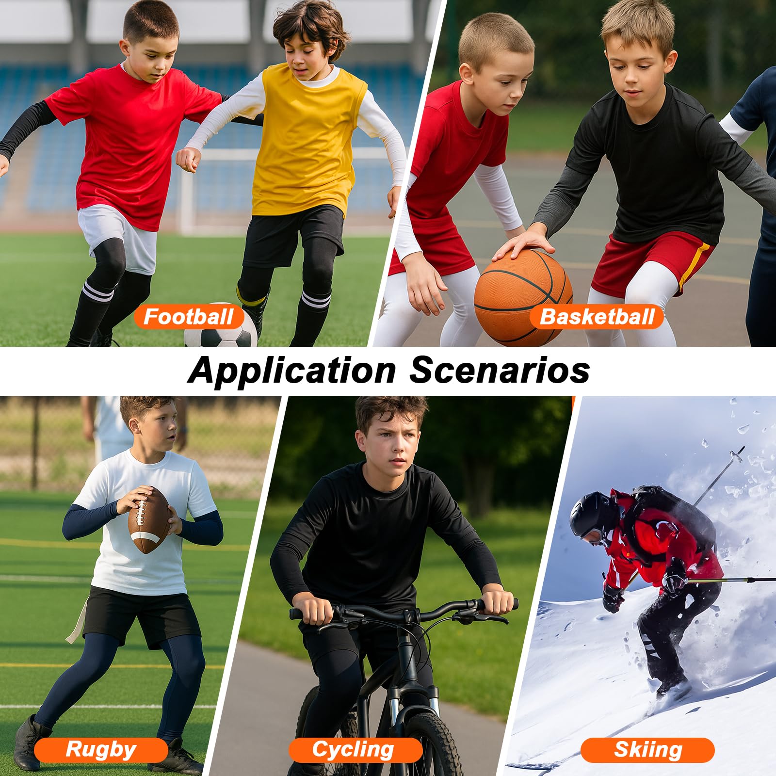 HYCOPROT Intimo Termico Bambino Set per Ragazzo Bambini Termica Biancheria Intima Asciugatura Rapida Base Layer Intimo Termica Funzionale Set Traspirante per Sci Ciclismo Calcio e Gli Sport Invernali