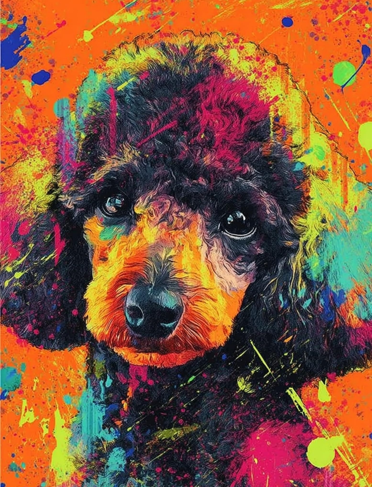 WANGWANGMIAO Paint by Numbers Kits 40x50 cm Colorful PoodleCanvas DIY Acrylic Painting for Adults with Paints Brushes and Card Sized Magnifier，with Frame