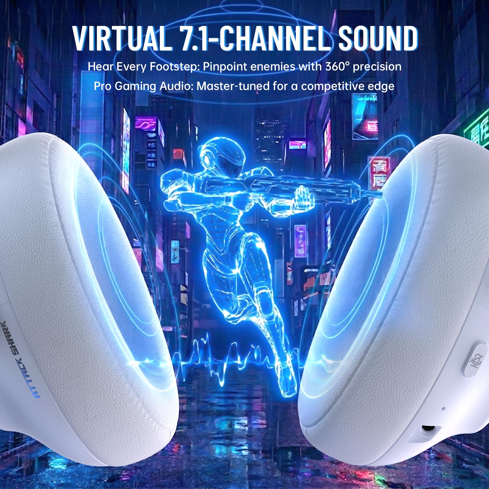 ATTACK SHARK L50PRO kabelloses Gaming-Headset, 7.1-Surround-Sound, EQ-Modi, 53-mm-Treiber, Tri-Mode-Konnektivität, 1100-mAh-Akku, Over-Ear-Headset mit abnehmbarem Mikrofon mit Geräuschunterdrückung