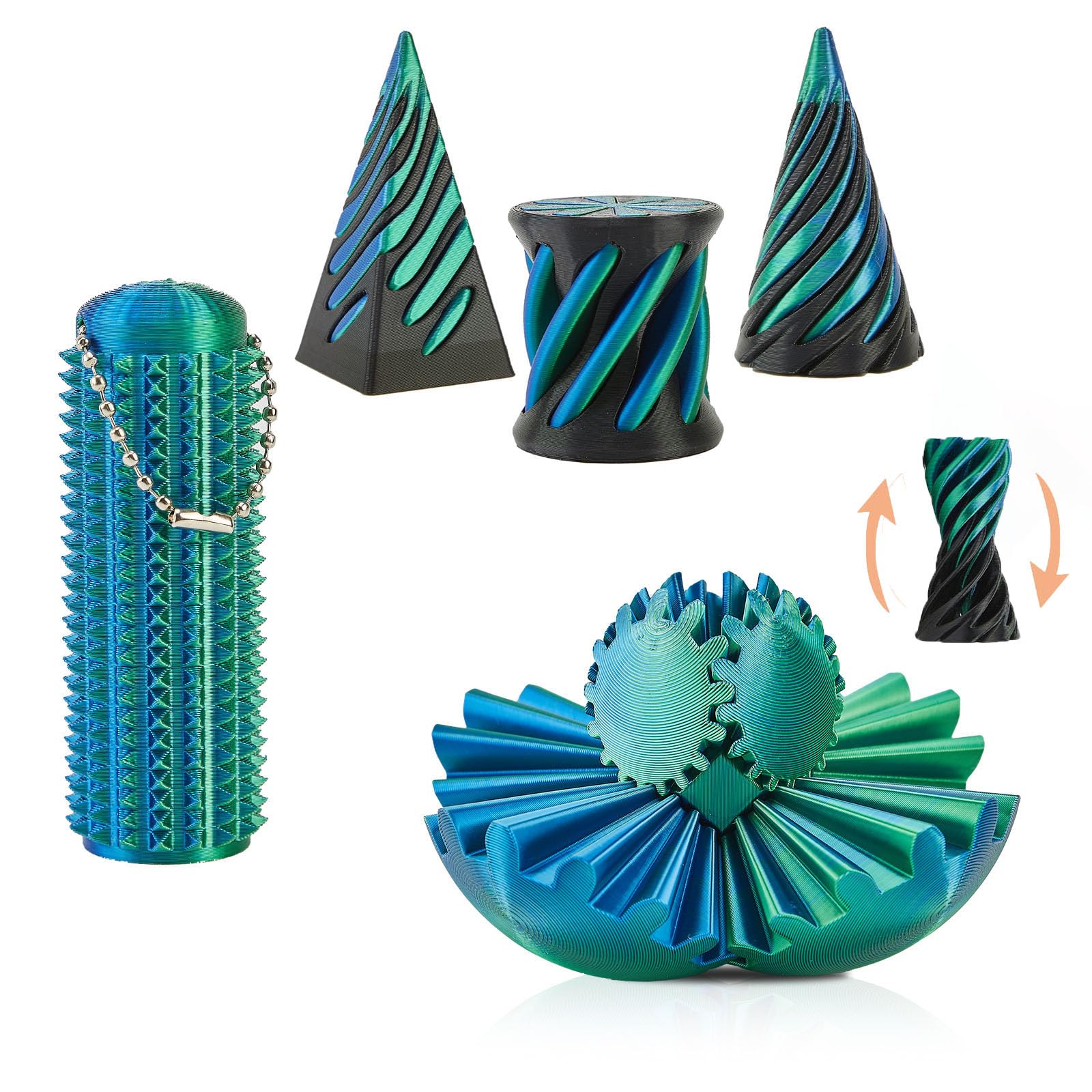 3D Printed Fidget Toys Set, 5 Pack 3D Printed Impossible Cone, Spiral Cone Passthrough Sculpture 3D Printed Fidget Toys for Stress Relief, Kids Adults