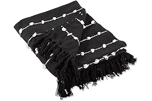 DII Woven Loop Throw Collection, The Comfiest Black and Cream Throw Blanket 50" x 60"