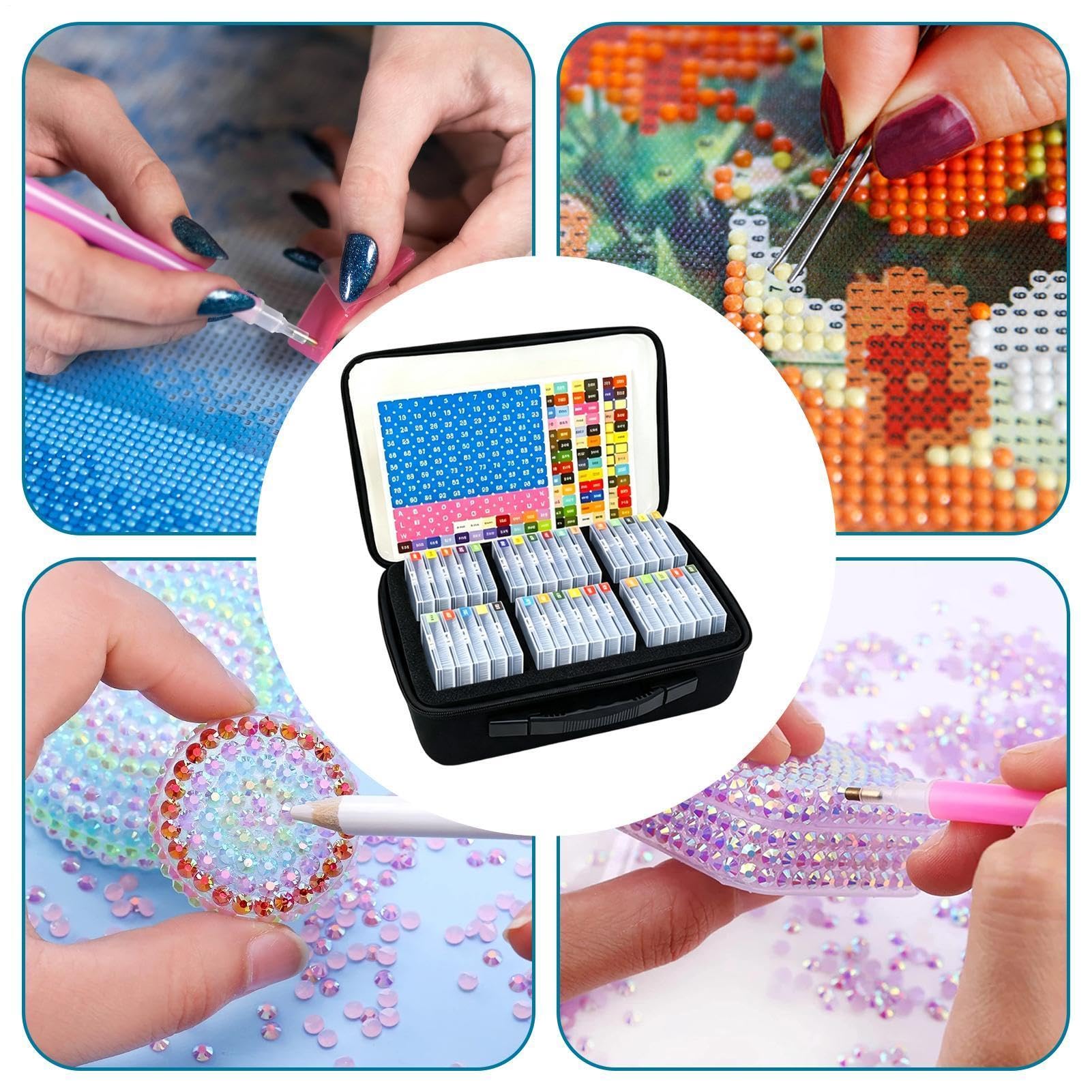 Contenitori porta dipinti con gemme Organizer a 32/64 Scomparti con | astuccio portaperline da pittura con divisori Per artigianato con strass e cristalli, uffic