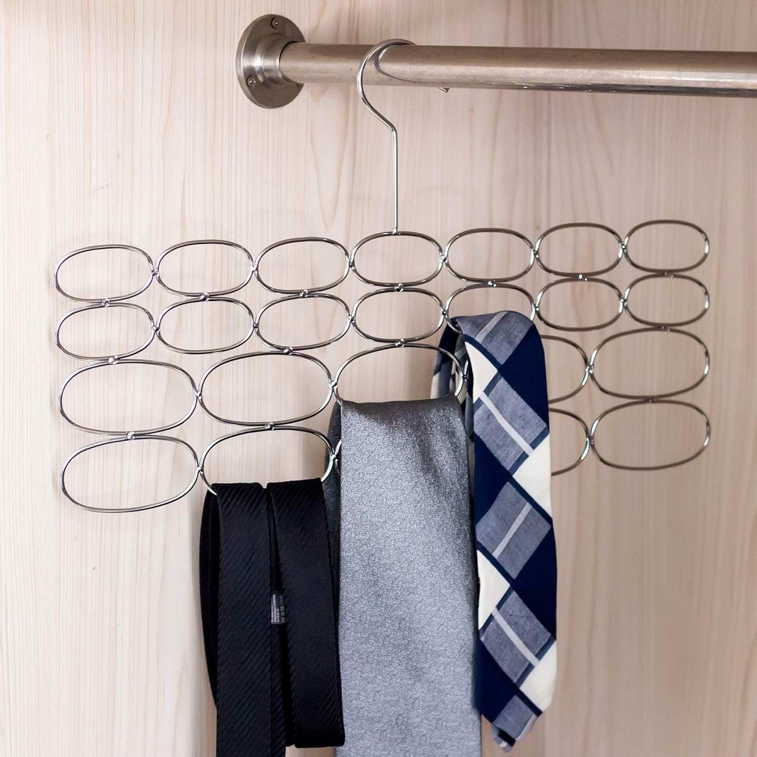 🛒 Flash Sale Durable Steel Scarf, Tie, Belt hanger organizer holder rack – 24 loop Chrome (Pack of 2) Promo 40% OFF Durable Steel Scarf, Tie, Belt hanger organizer holder rack – 24 loop Chrome (Pack of 2)
