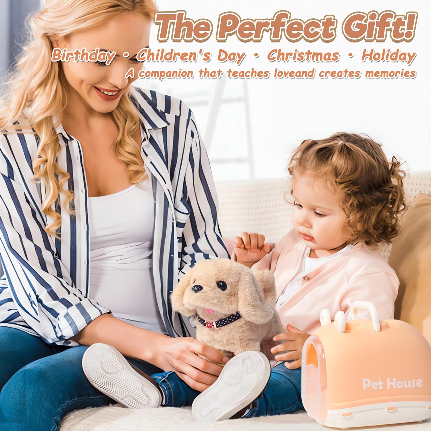 Robot Dog Toy for Girls Kids, 11 Pcs Interactive Mini Realistic Robot Puppy Toys for 3 4 5 6 Year Old Girls Boys, Interactive Pet Care Pretend Play Set, Walking Dog Toy Birthday Gifts for Girls 3-8