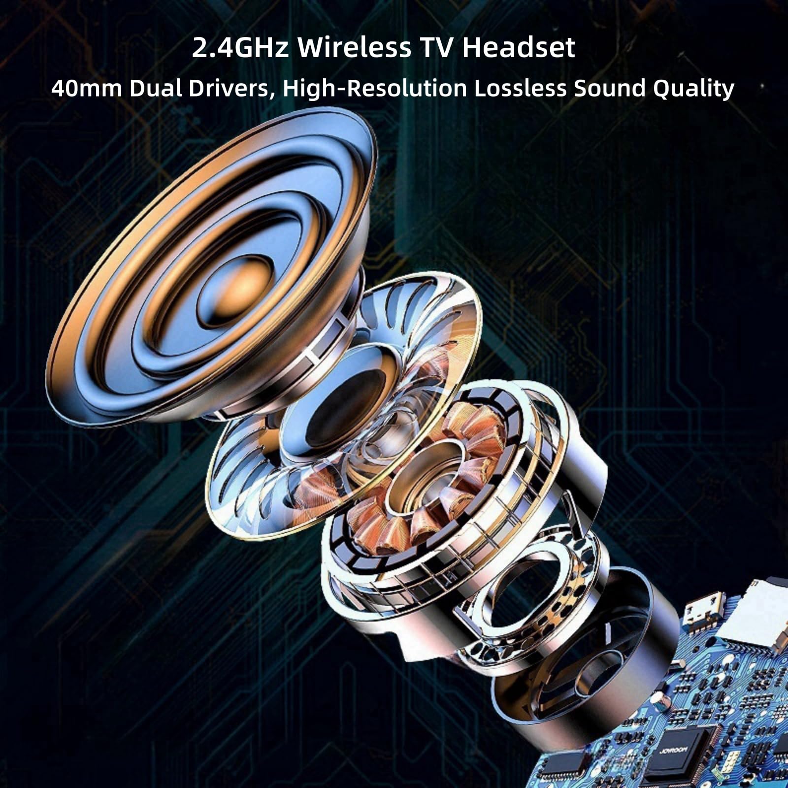 Cuffie TV Senza Fili Over-Ear, Dock di Ricarica Trasmettitore, Bluetooth da 50 Ore, Compatibili con Tutte le TV